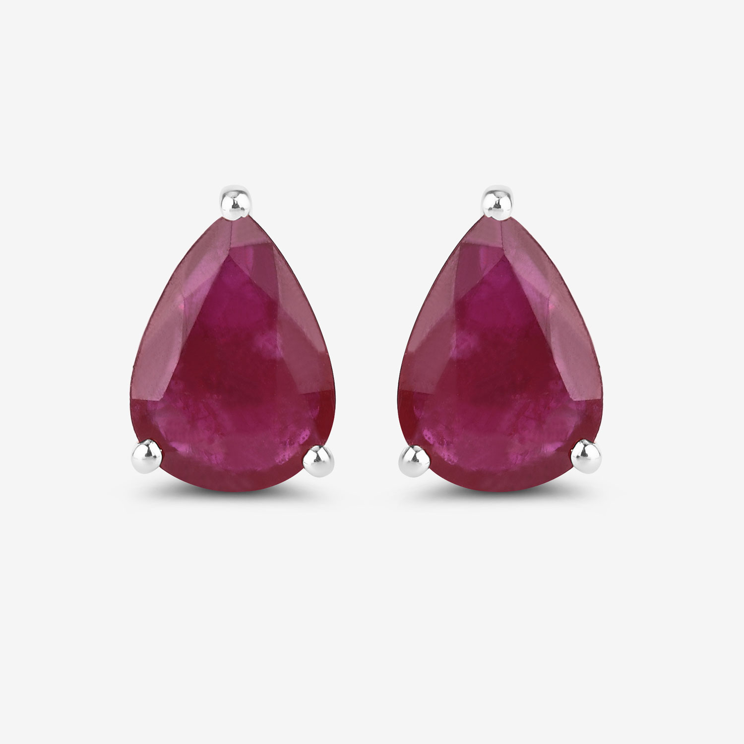 1.60 Carat Genuine Ruby 10K White Gold Earrings