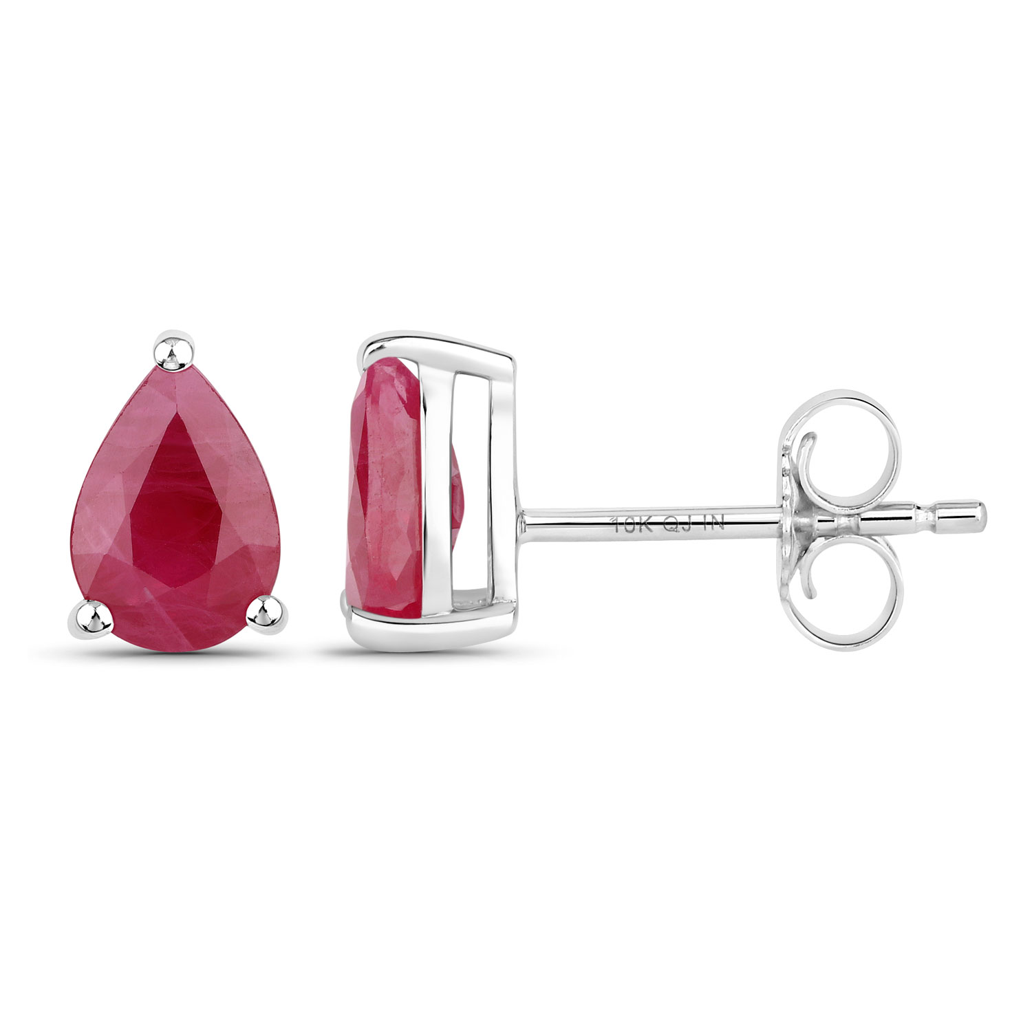 1.60 Carat Genuine Ruby 10K White Gold Earrings
