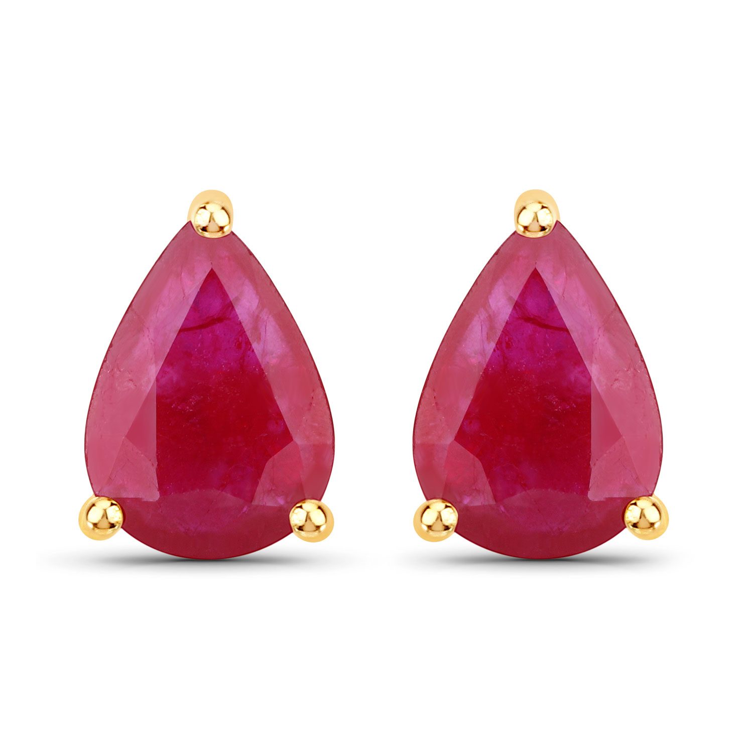 1.60 Carat Genuine Ruby 10K Yellow Gold Earrings