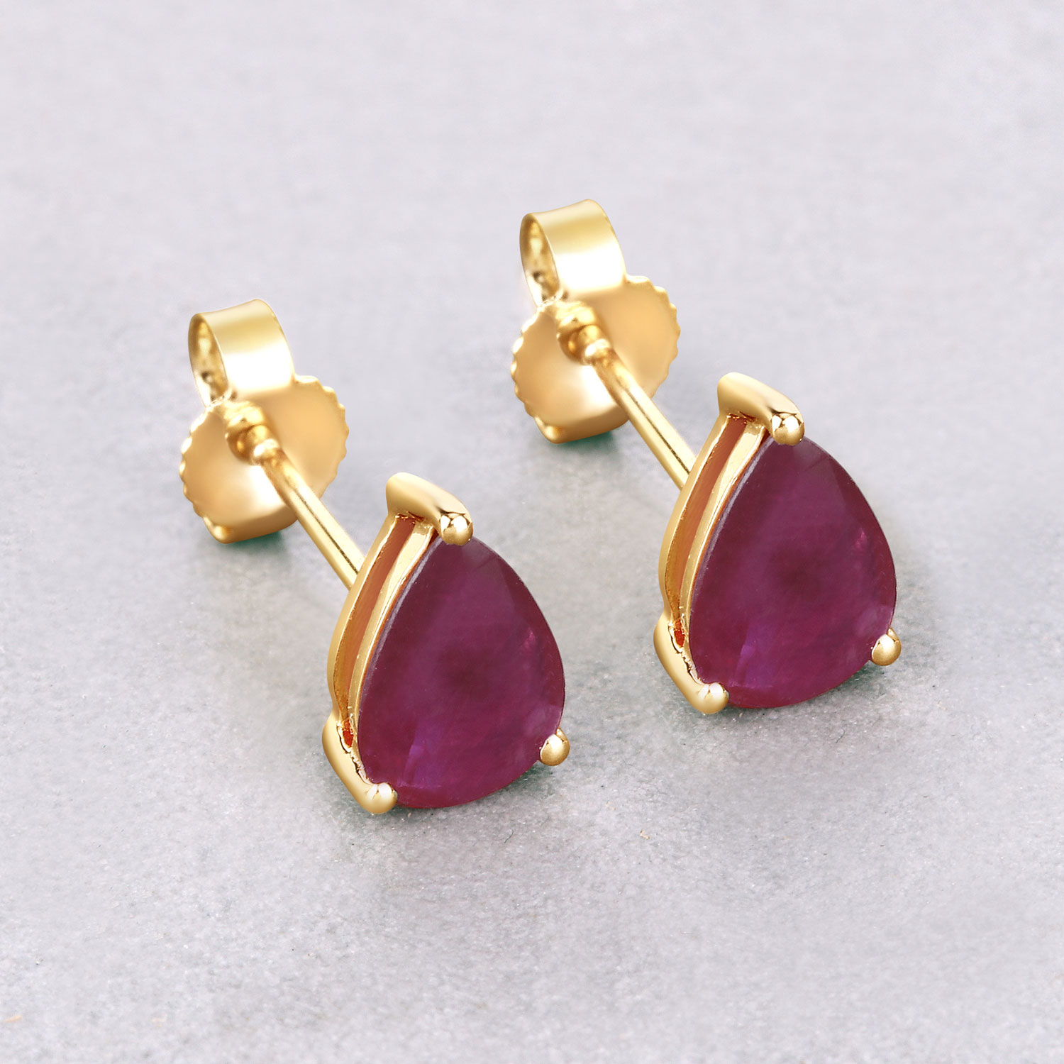 1.60 Carat Genuine Ruby 10K Yellow Gold Earrings