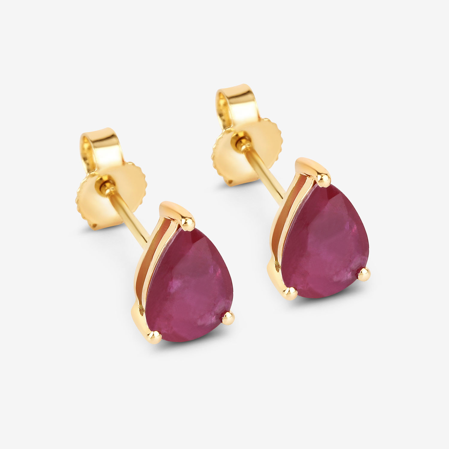 1.60 Carat Genuine Ruby 10K Yellow Gold Earrings