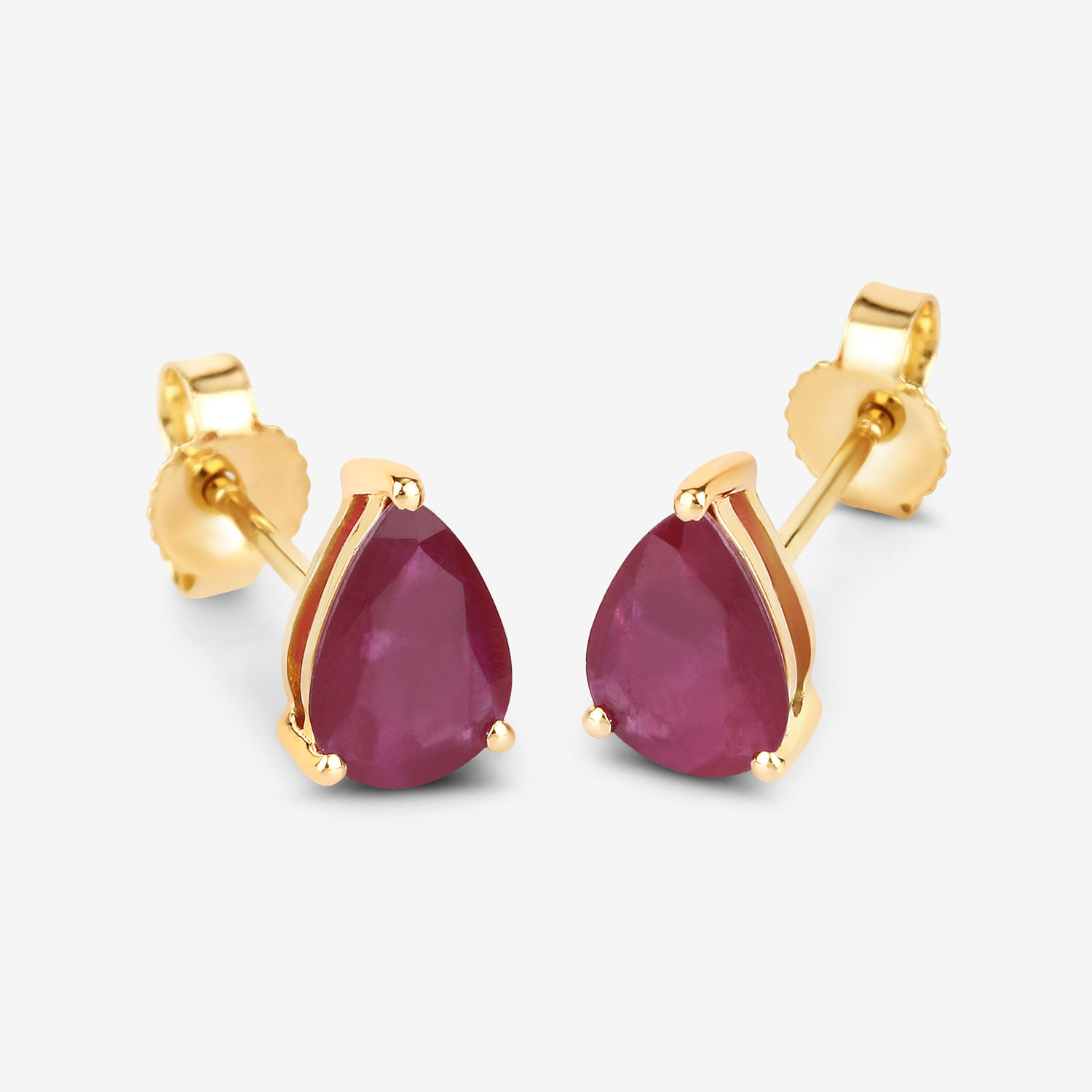 1.60 Carat Genuine Ruby 10K Yellow Gold Earrings