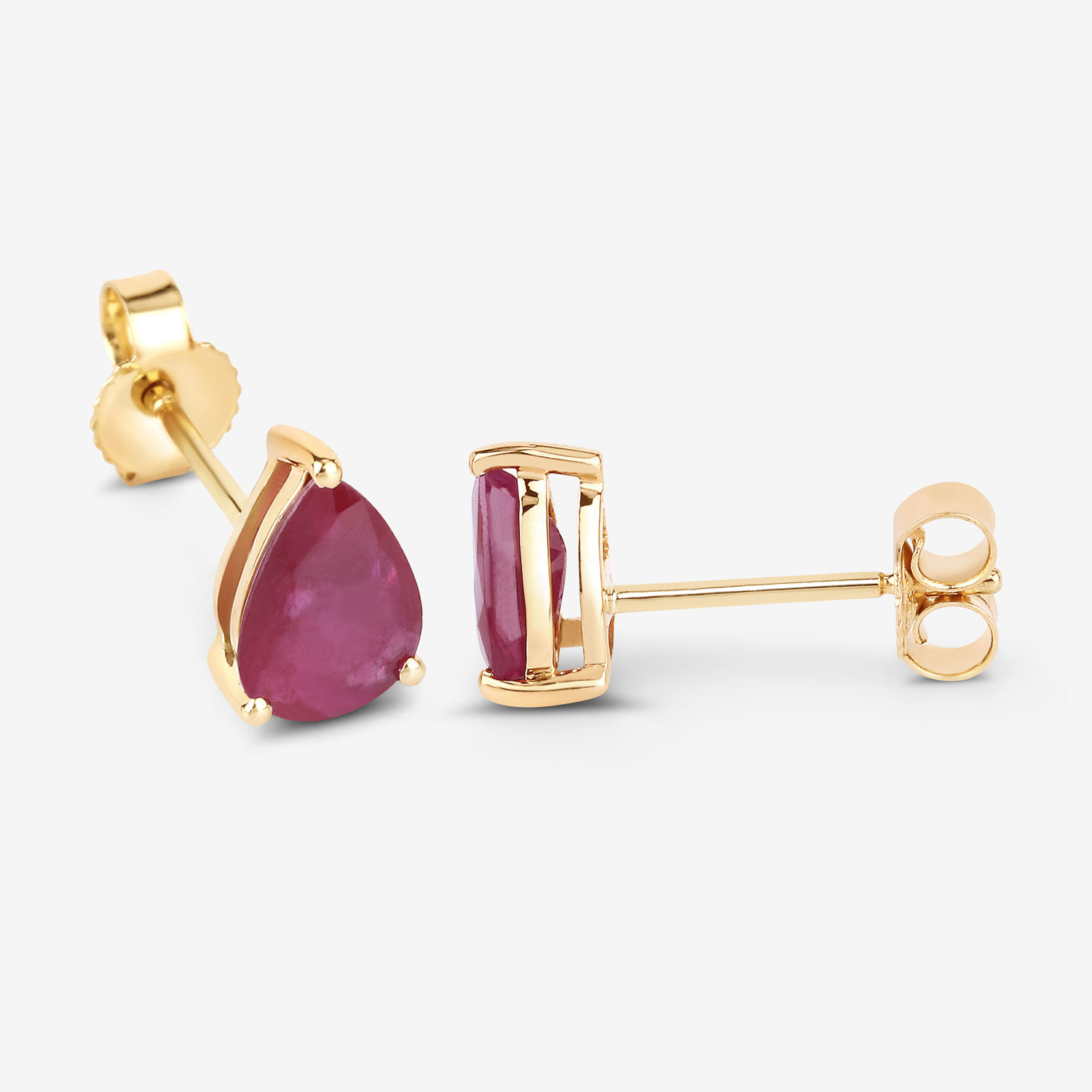 1.60 Carat Genuine Ruby 10K Yellow Gold Earrings
