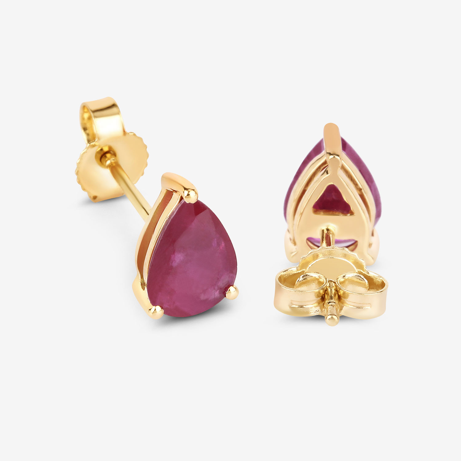 1.60 Carat Genuine Ruby 10K Yellow Gold Earrings
