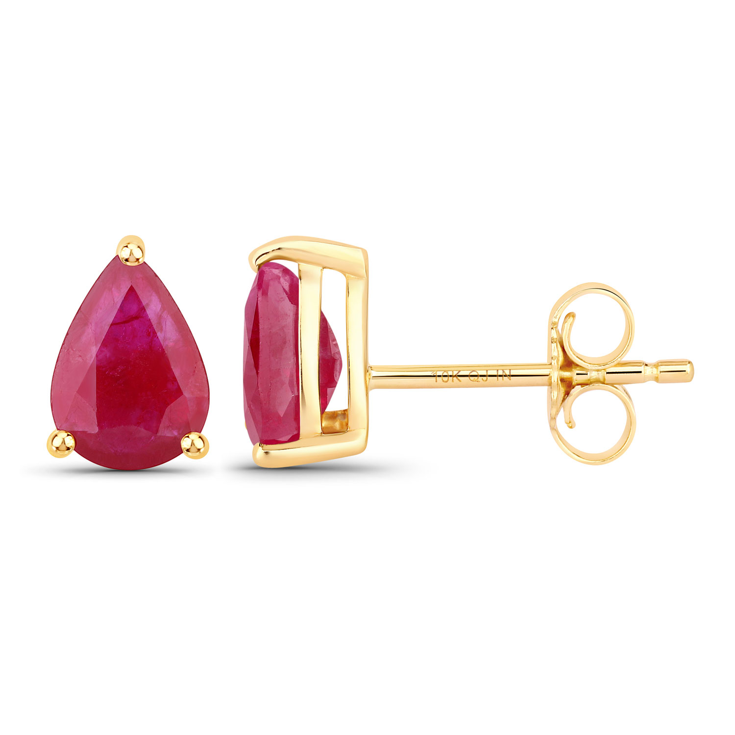1.60 Carat Genuine Ruby 10K Yellow Gold Earrings