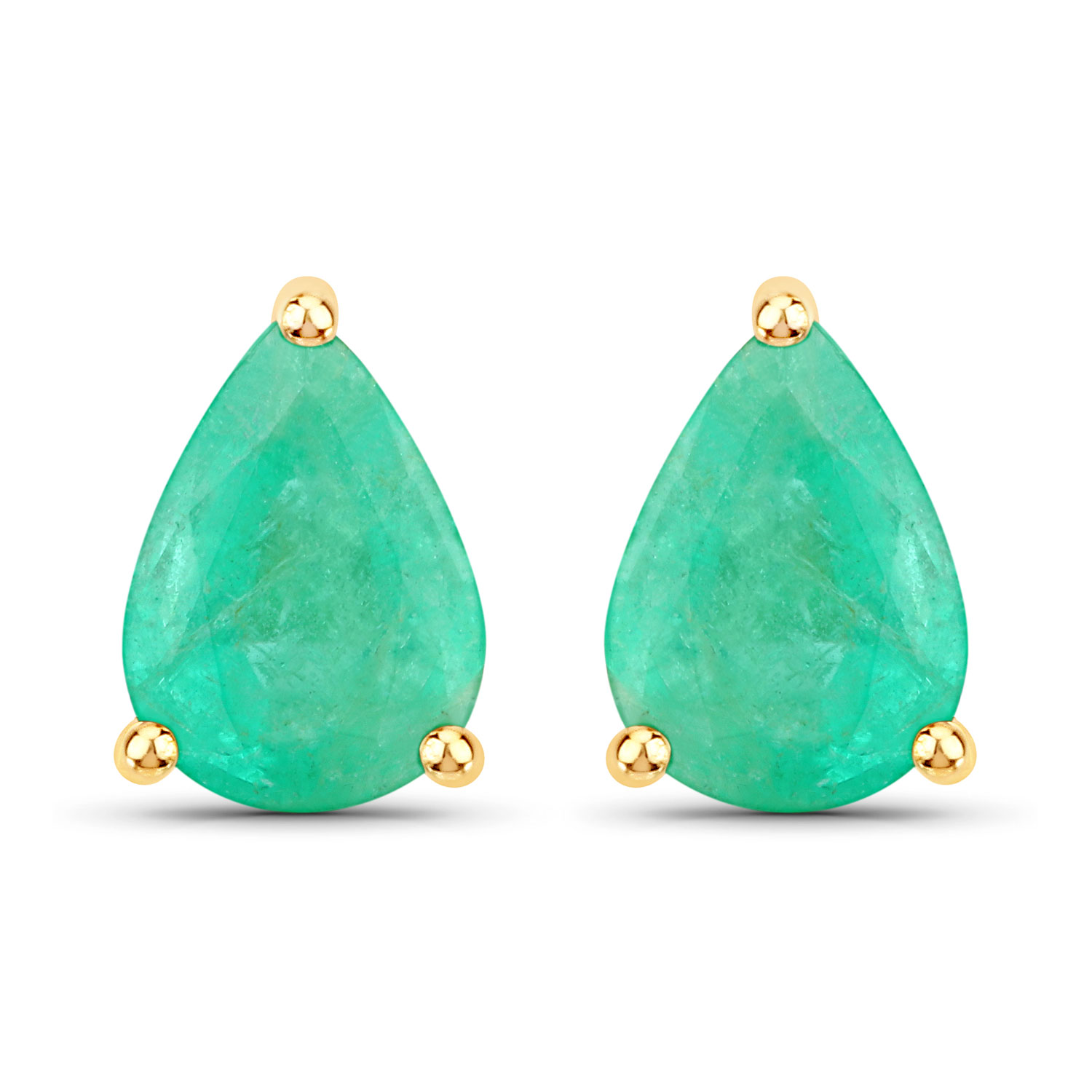 1.30 Carat Genuine Zambian Emerald 10K Yellow Gold Earrings