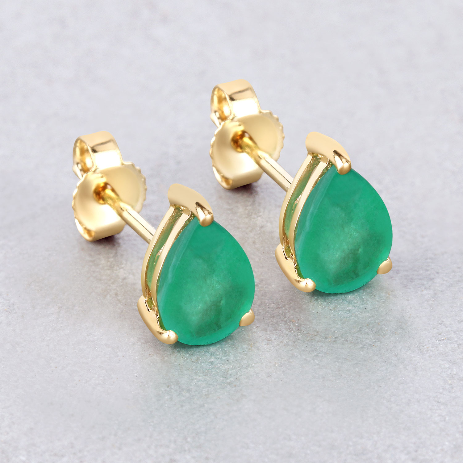 1.30 Carat Genuine Zambian Emerald 10K Yellow Gold Earrings