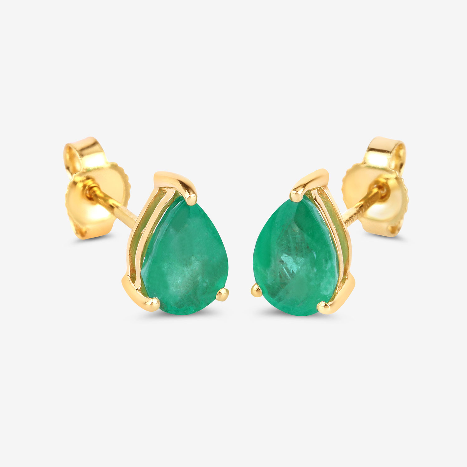 1.30 Carat Genuine Zambian Emerald 10K Yellow Gold Earrings