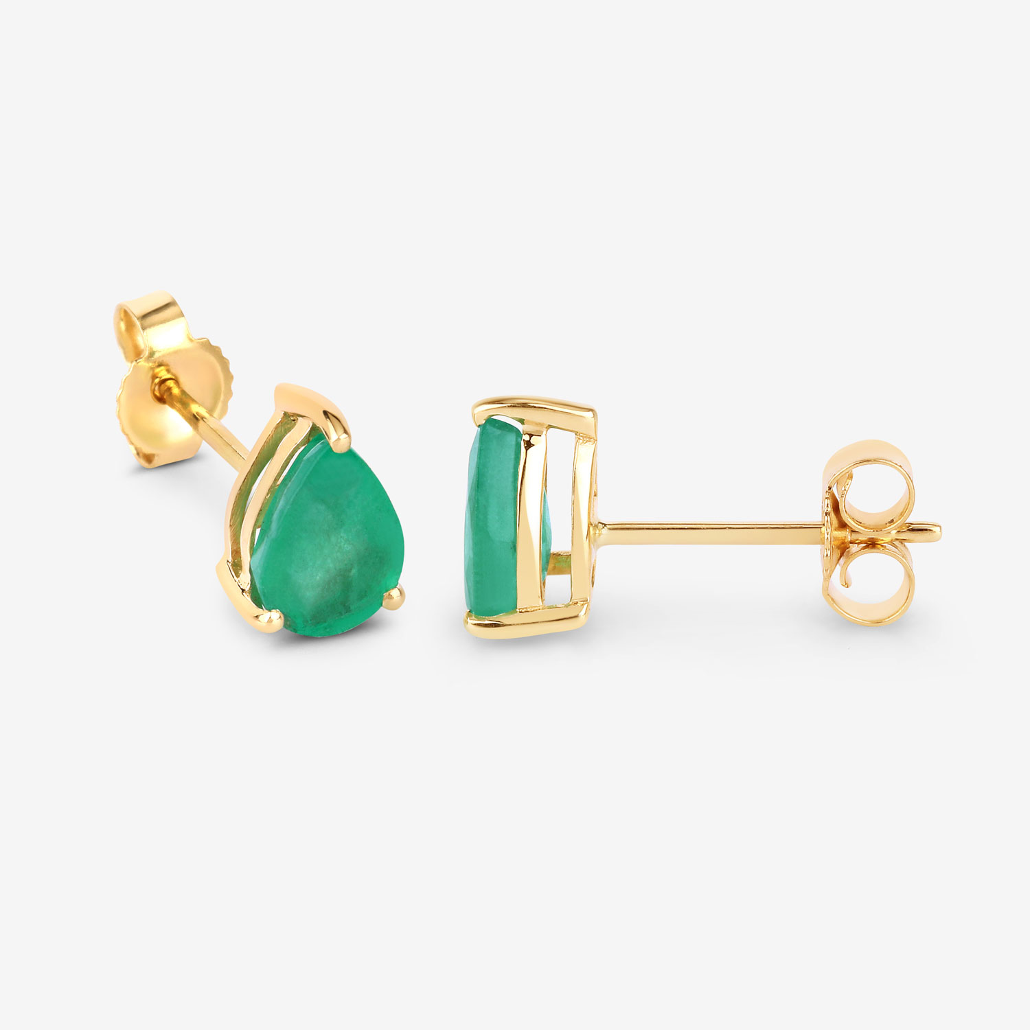 1.30 Carat Genuine Zambian Emerald 10K Yellow Gold Earrings