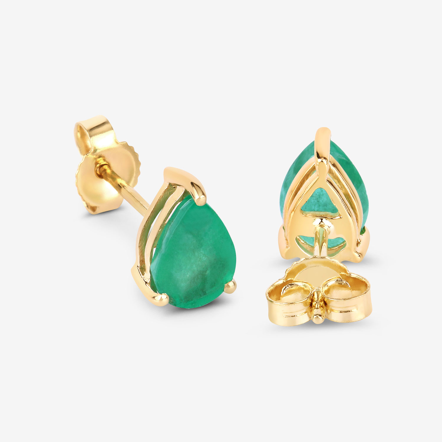 1.30 Carat Genuine Zambian Emerald 10K Yellow Gold Earrings