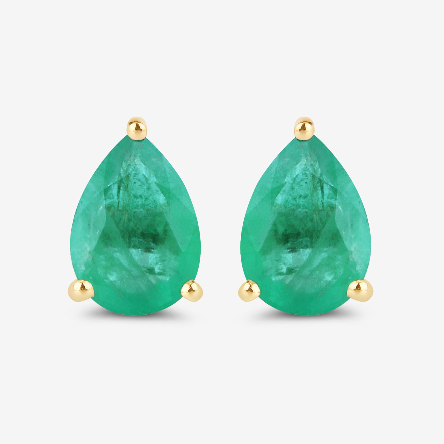 1.30 Carat Genuine Zambian Emerald 10K Yellow Gold Earrings
