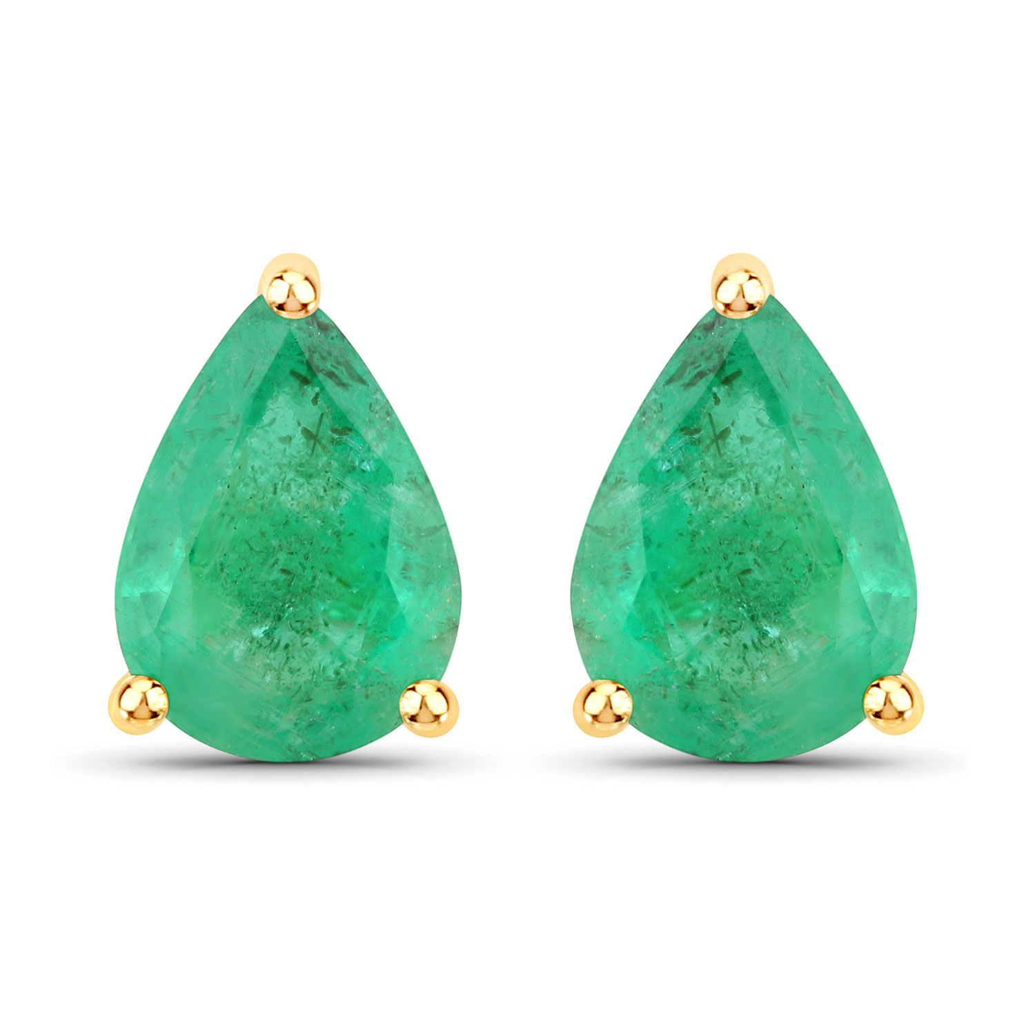 1.30 Carat Genuine Zambian Emerald 14K Yellow Gold Earrings