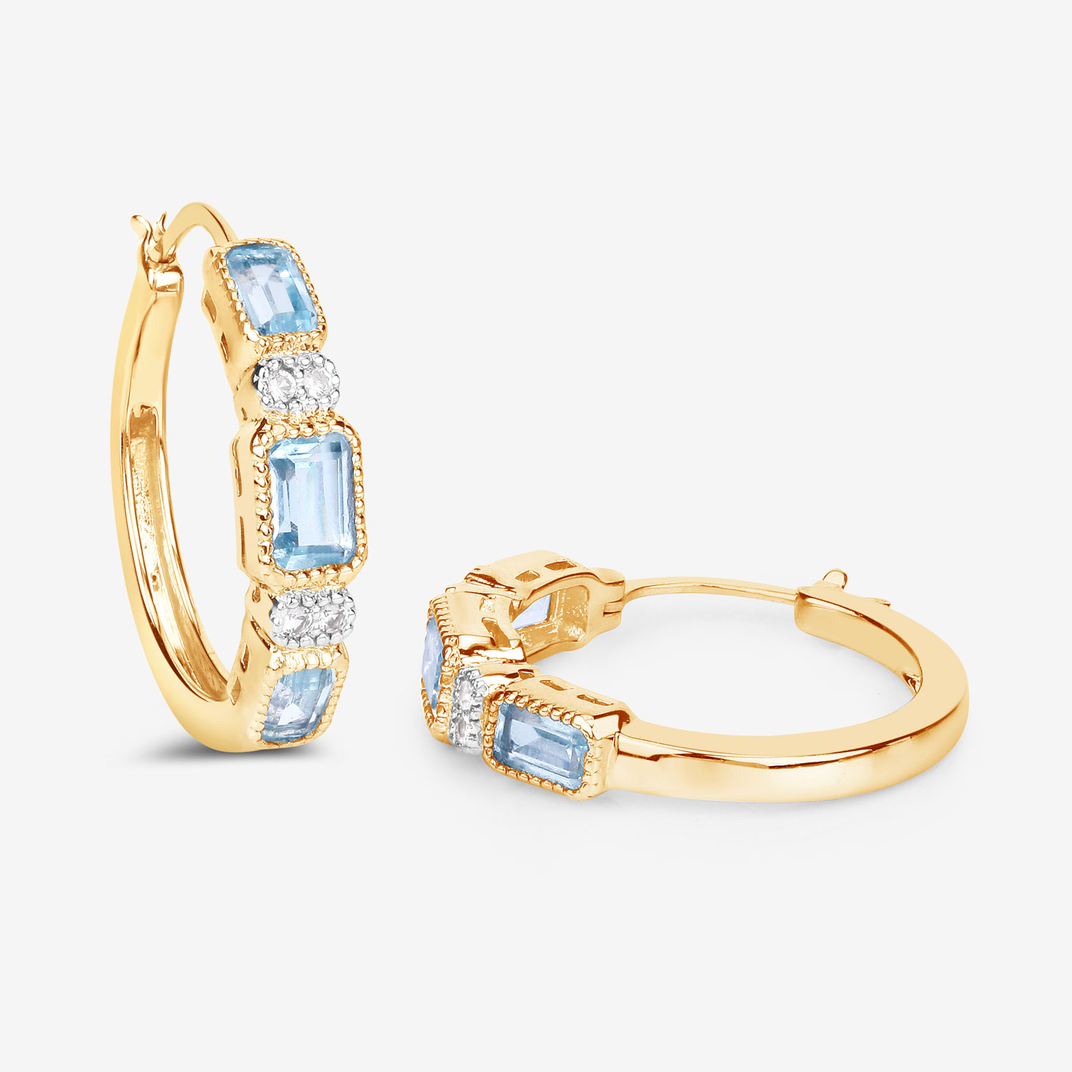 2.66 Carat Genuine Blue Topaz and White Topaz .925 Sterling Silver Earrings