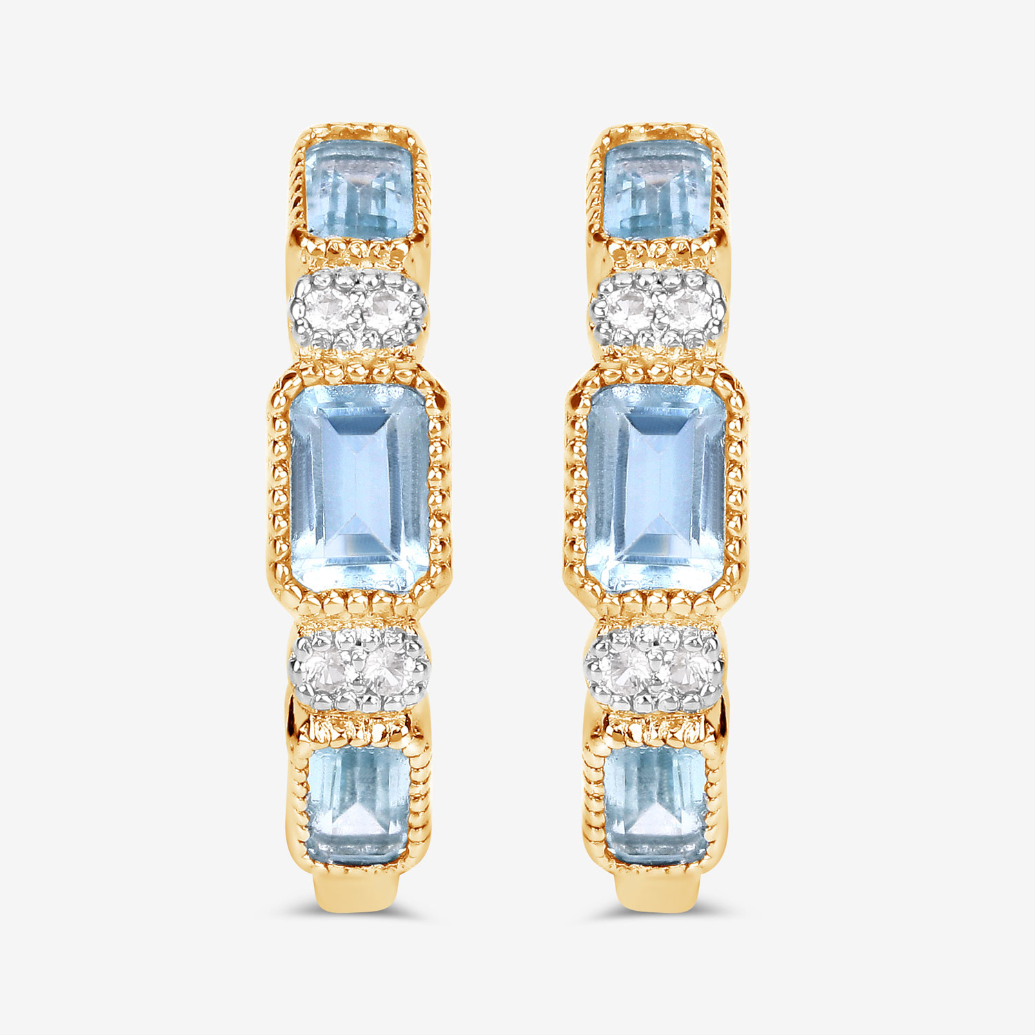 2.66 Carat Genuine Blue Topaz and White Topaz .925 Sterling Silver Earrings