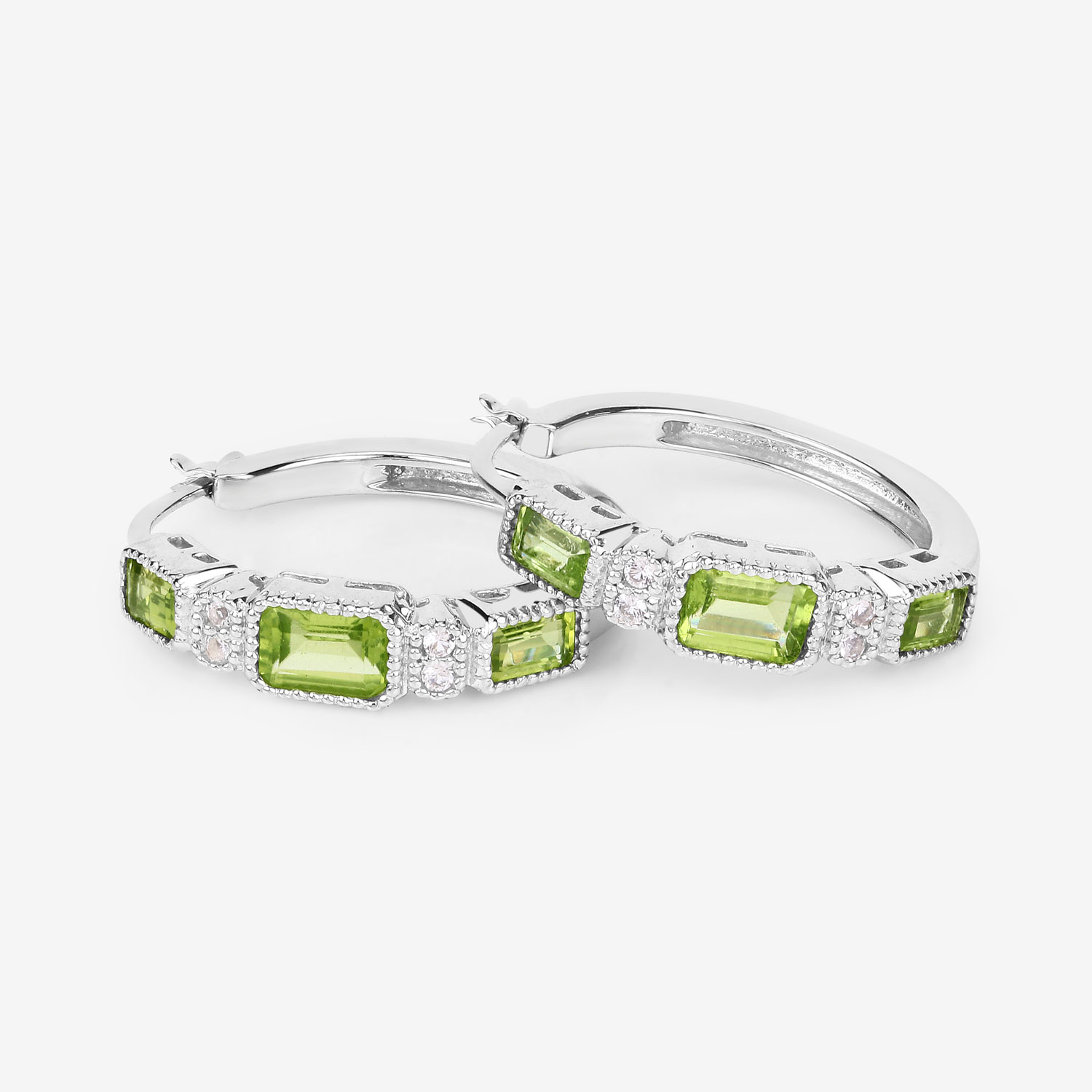 2.40 Carat Genuine Peridot and White Topaz .925 Sterling Silver Earrings
