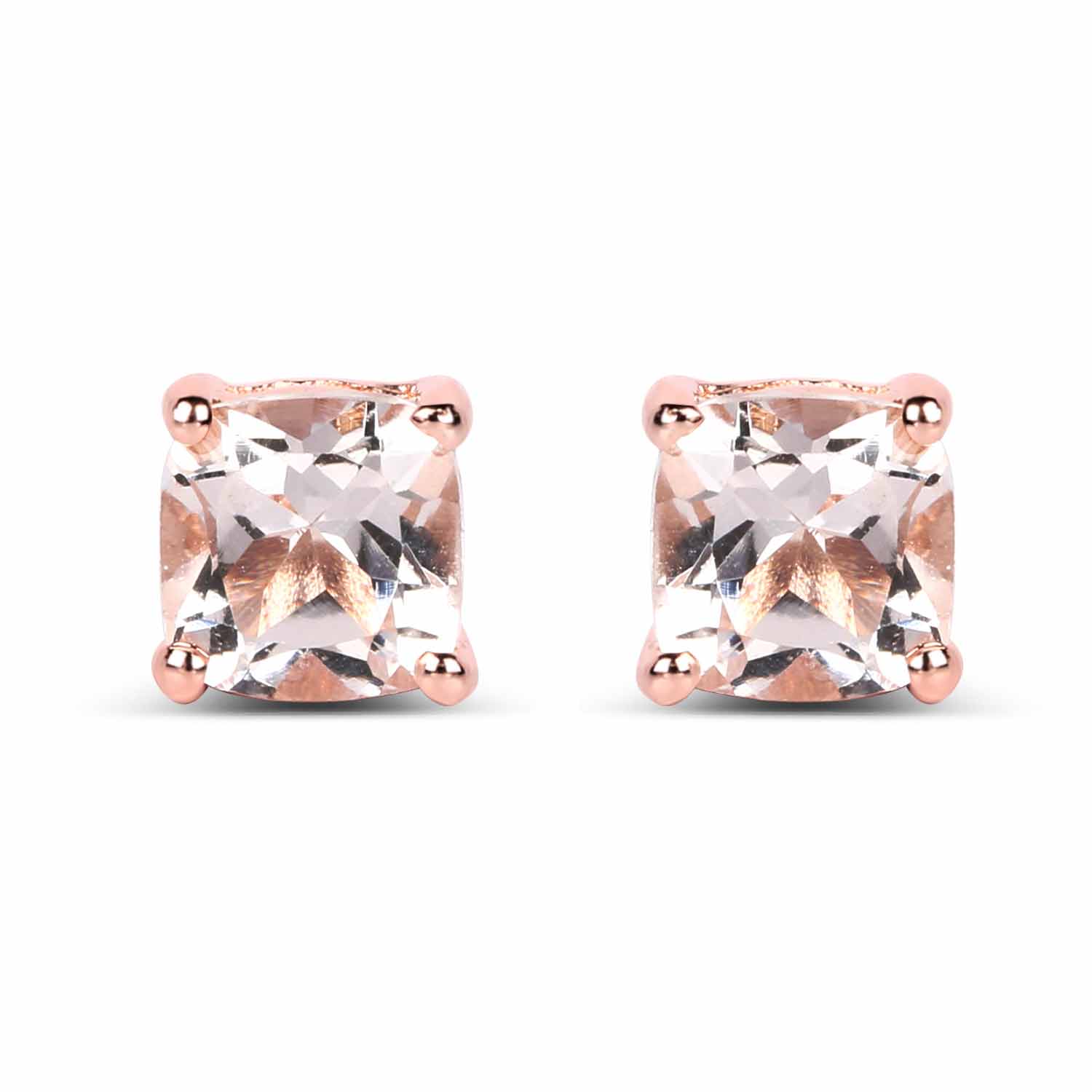 14K Rose Gold Plated 1.20 Carat Genuine Morganite .925 Sterling Silver Earrings