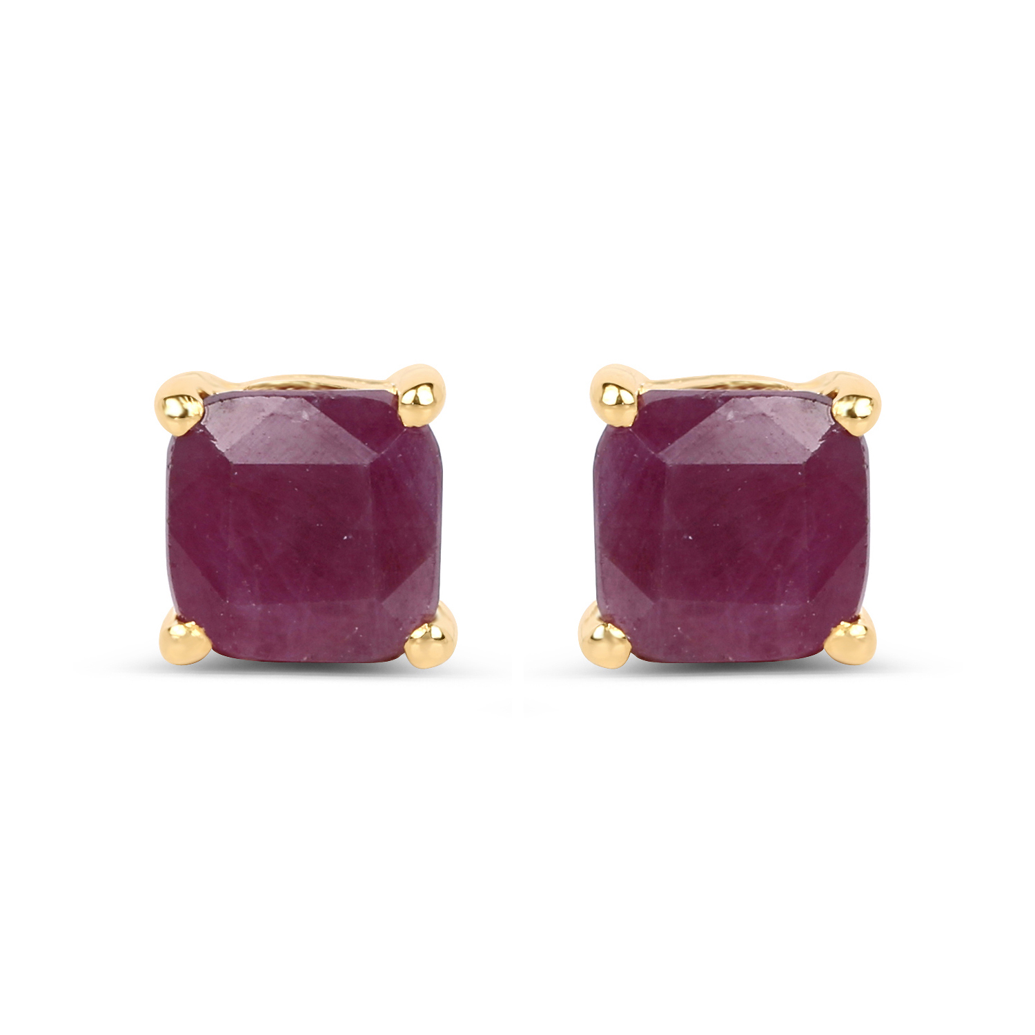14K Yellow Gold Plated 1.30 Carat Genuine Ruby .925 Sterling Silver Earrings