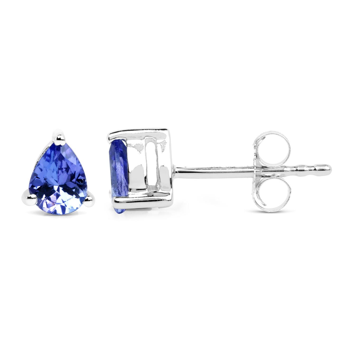 0.56 Carat Genuine Tanzanite 14K White Gold Earrings