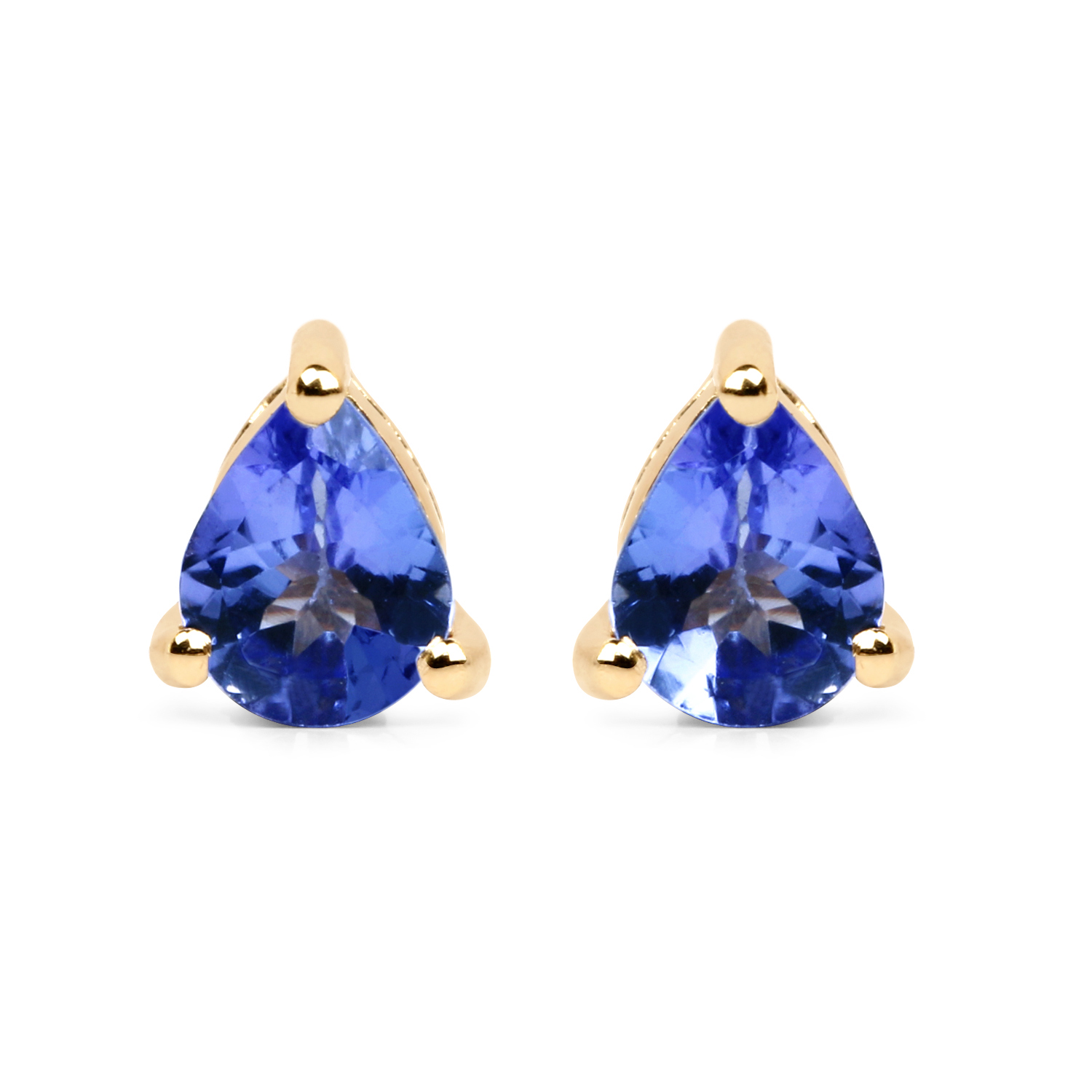 0.56 Carat Genuine Tanzanite 14K Yellow Gold Earrings