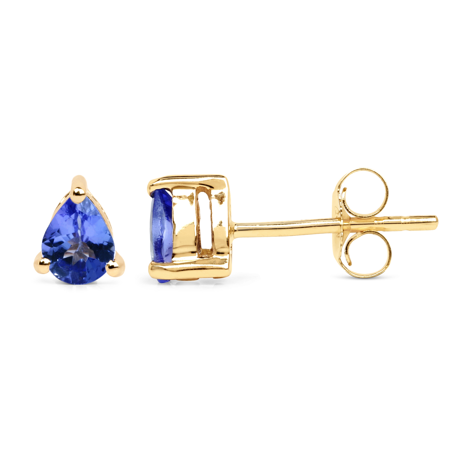 0.56 Carat Genuine Tanzanite 14K Yellow Gold Earrings