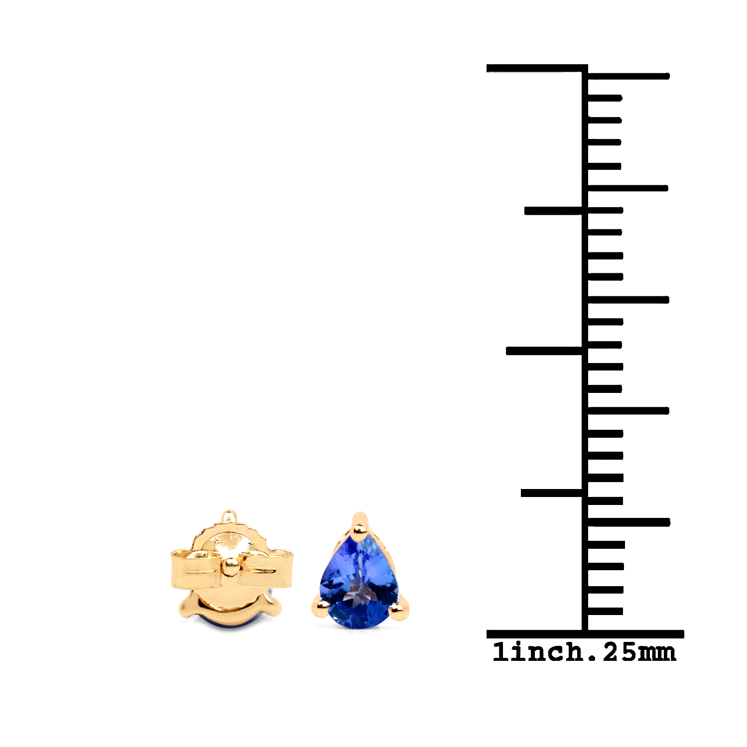 0.56 Carat Genuine Tanzanite 14K Yellow Gold Earrings