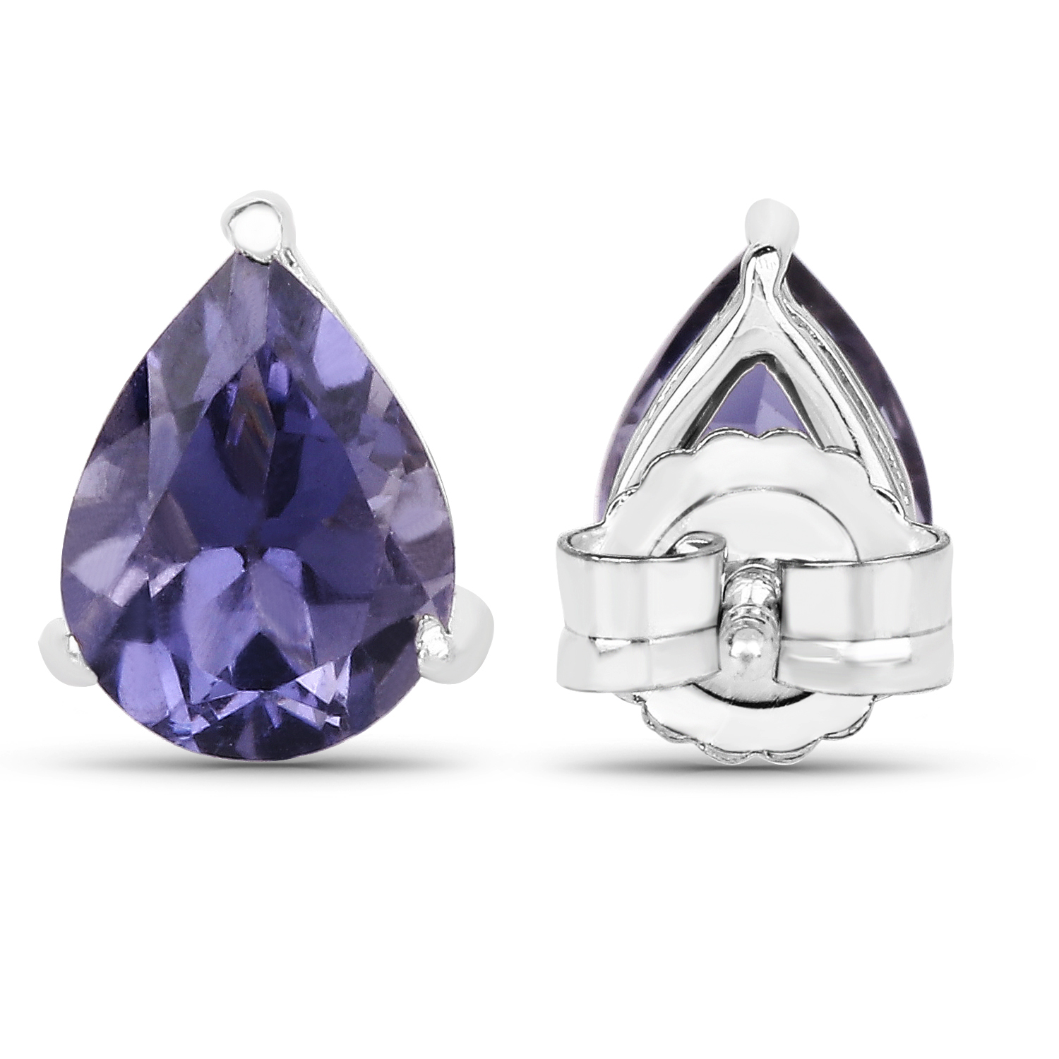 1.70 Carat Genuine Iolite .925 Sterling Silver Earrings