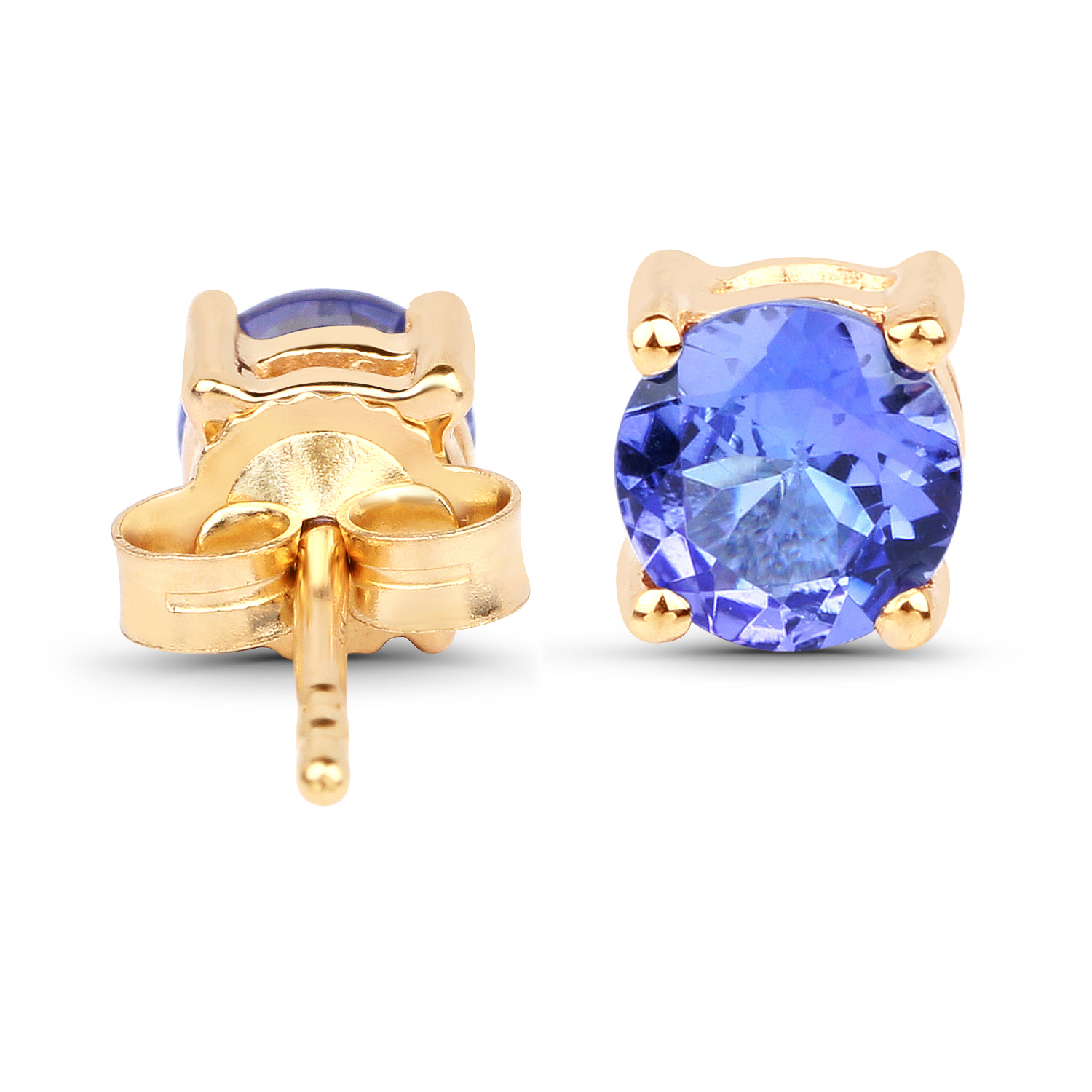 0.74 Carat Genuine Tanzanite 14K Yellow Gold Earrings