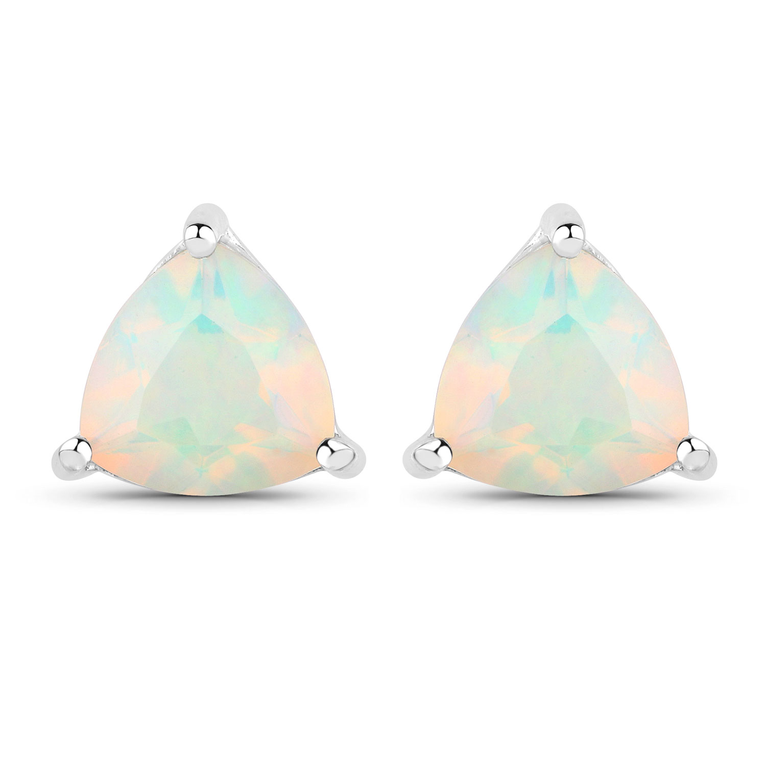 0.80 Carat Genuine Ethiopian Opal .925 Sterling Silver Earrings