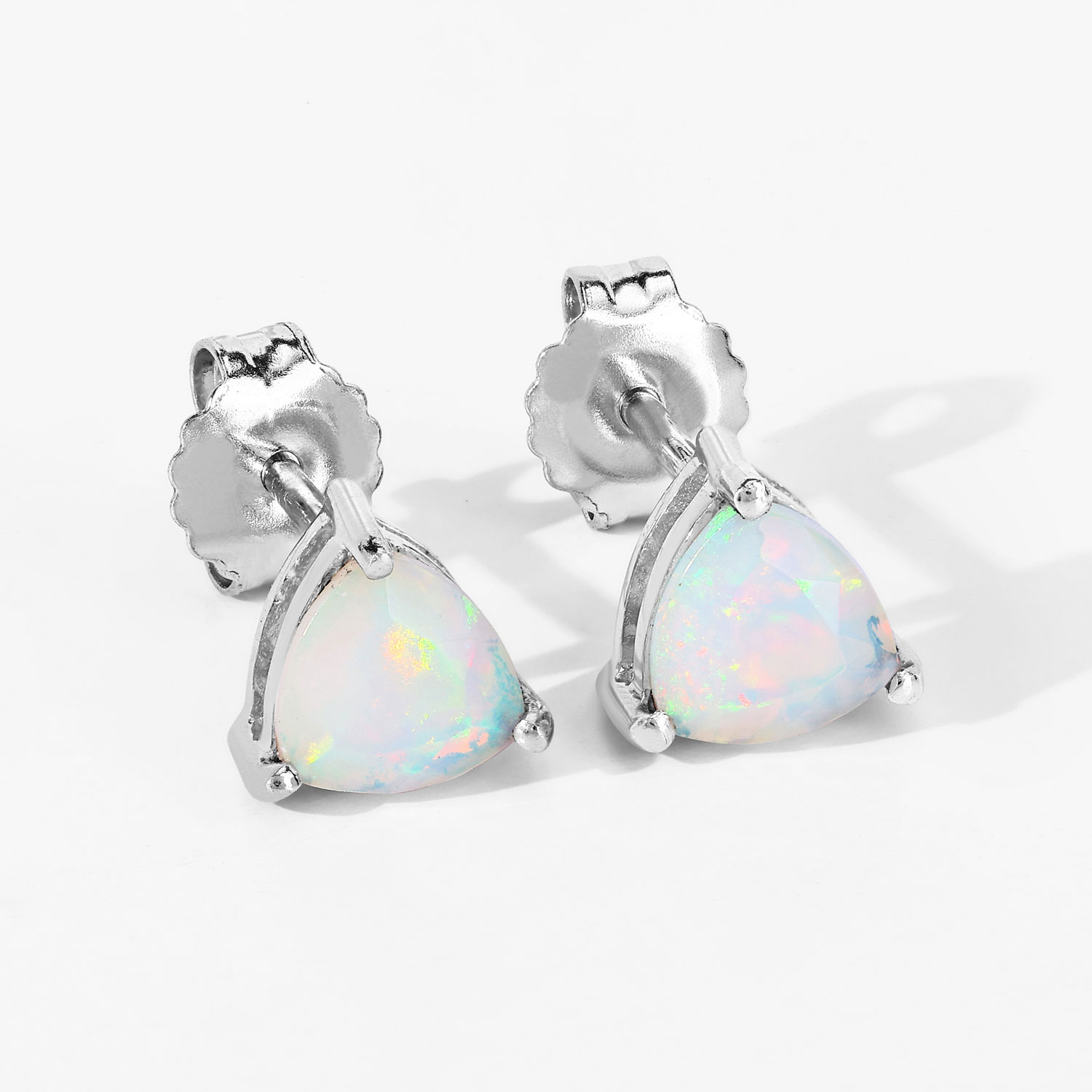 0.80 Carat Genuine Ethiopian Opal .925 Sterling Silver Earrings