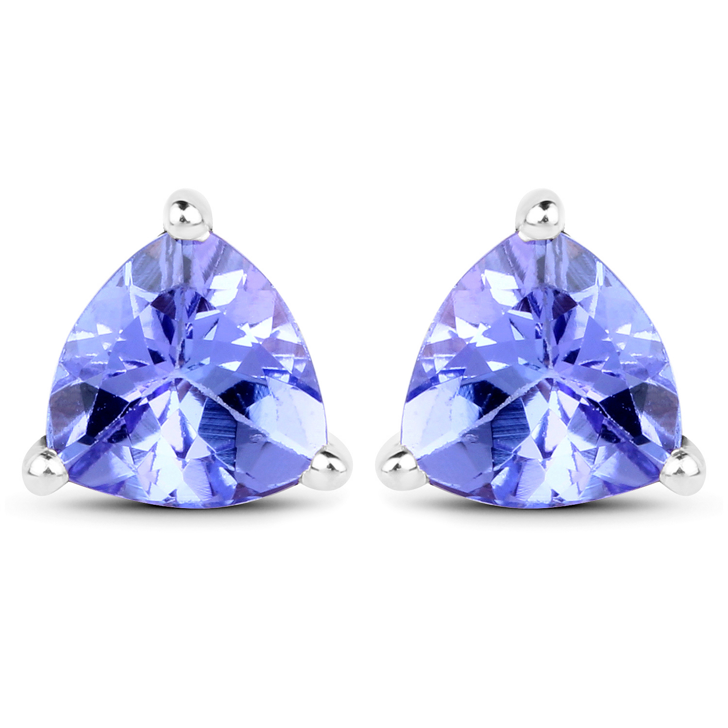 1.29 Carat Genuine Tanzanite 14K White Gold Earrings