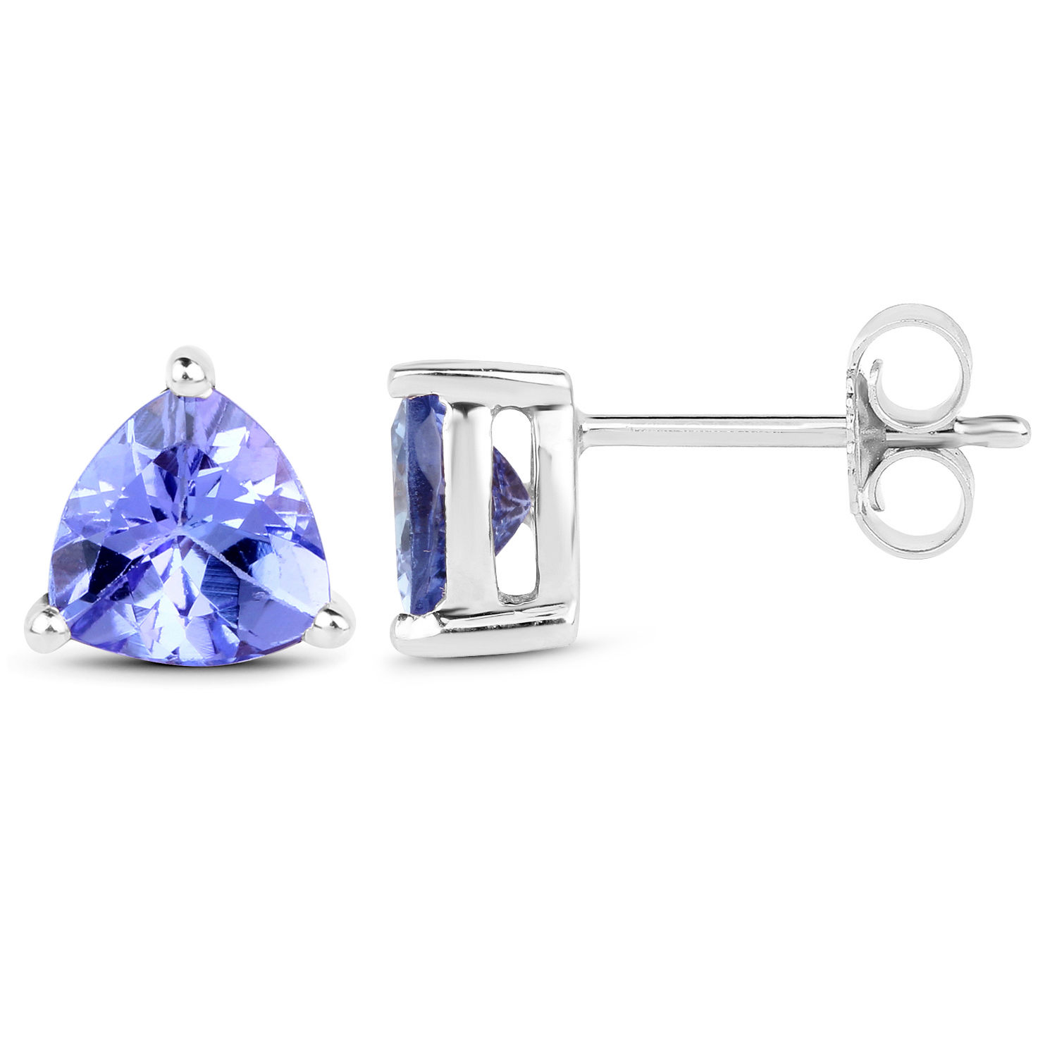 1.29 Carat Genuine Tanzanite 14K White Gold Earrings