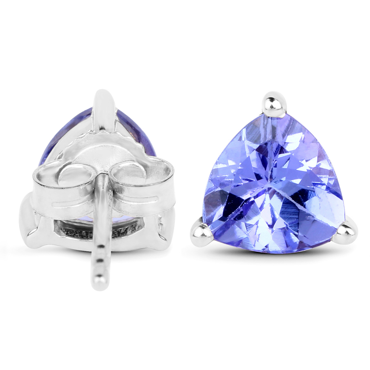 1.29 Carat Genuine Tanzanite 14K White Gold Earrings