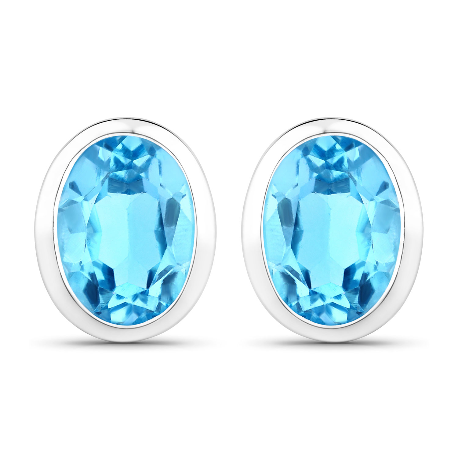 4.00 Carat Genuine Swiss Blue Topaz .925 Sterling Silver Earrings