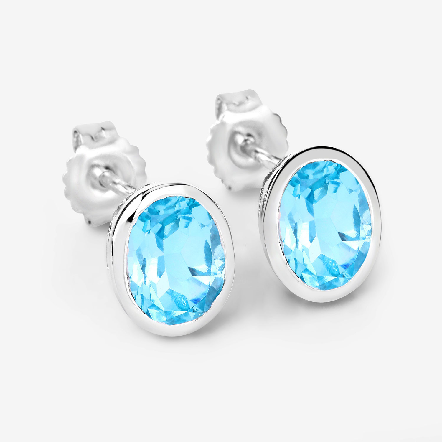 4.00 Carat Genuine Swiss Blue Topaz .925 Sterling Silver Earrings
