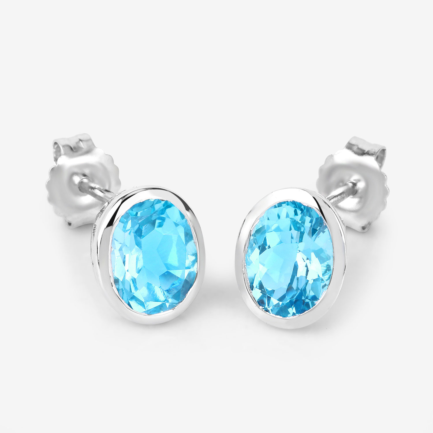 4.00 Carat Genuine Swiss Blue Topaz .925 Sterling Silver Earrings