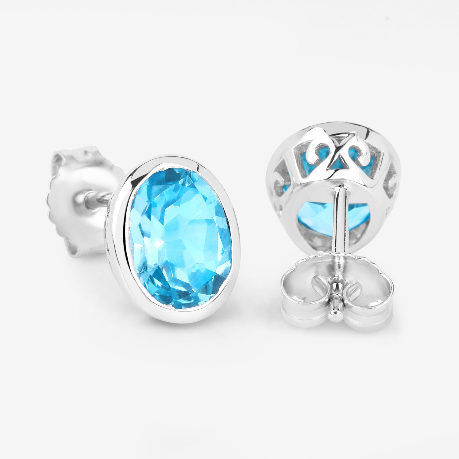 4.00 Carat Genuine Swiss Blue Topaz .925 Sterling Silver Earrings