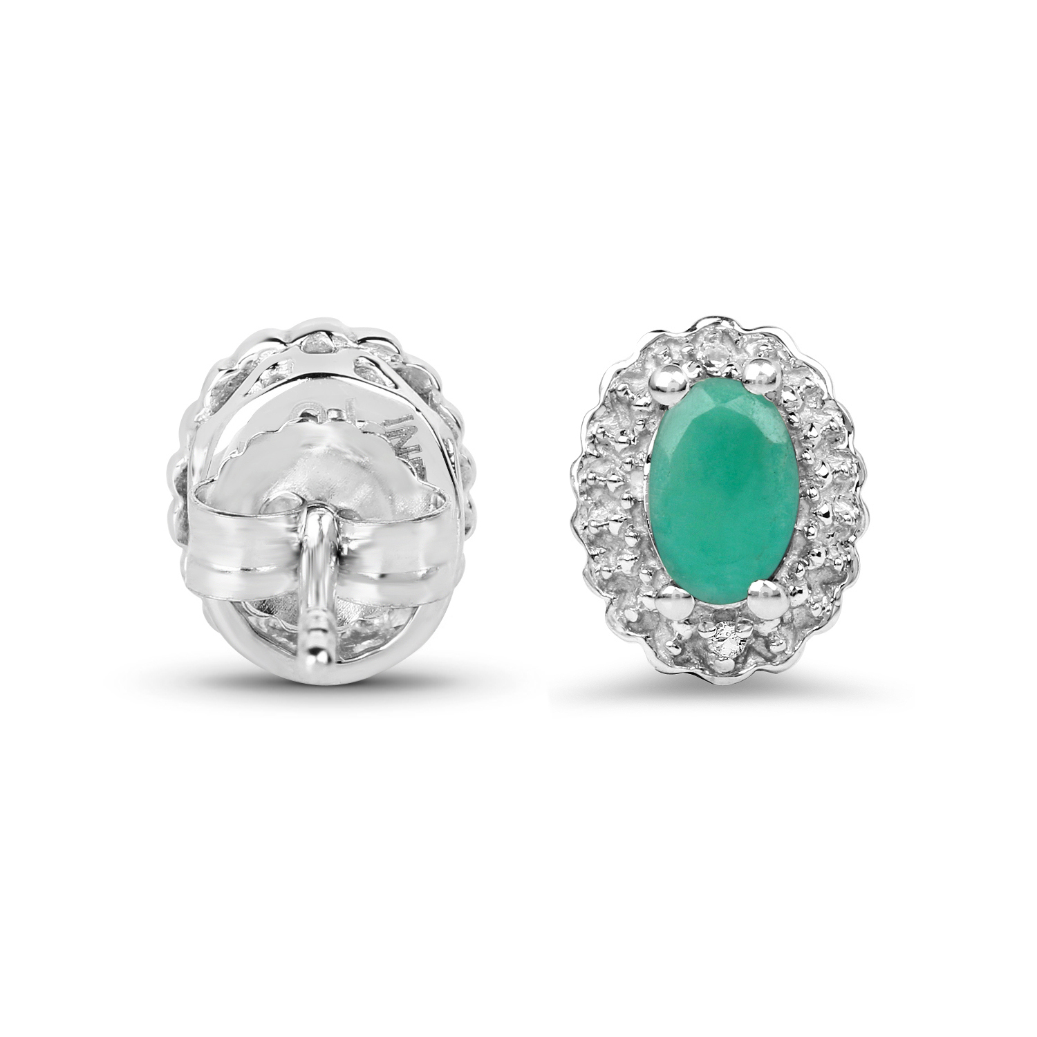 0.86 Carat Genuine Emerald & White Topaz .925 Sterling Silver Earrings