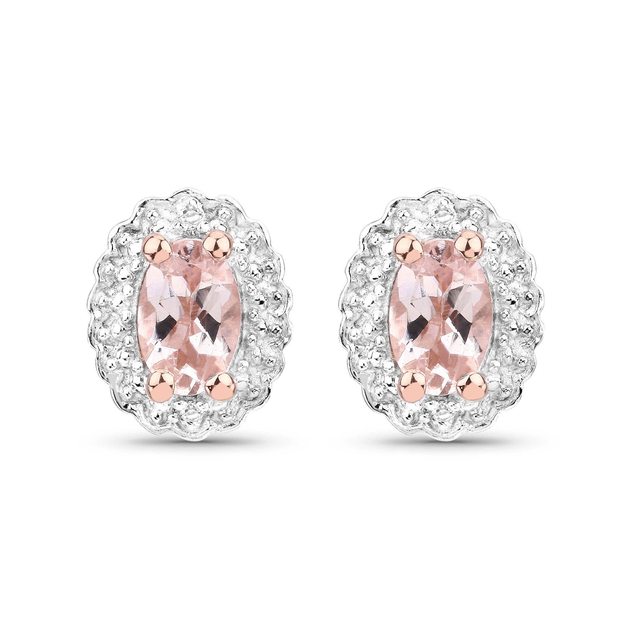 0.74 Carat Genuine Morganite and White Topaz .925 Sterling Silver Earrings