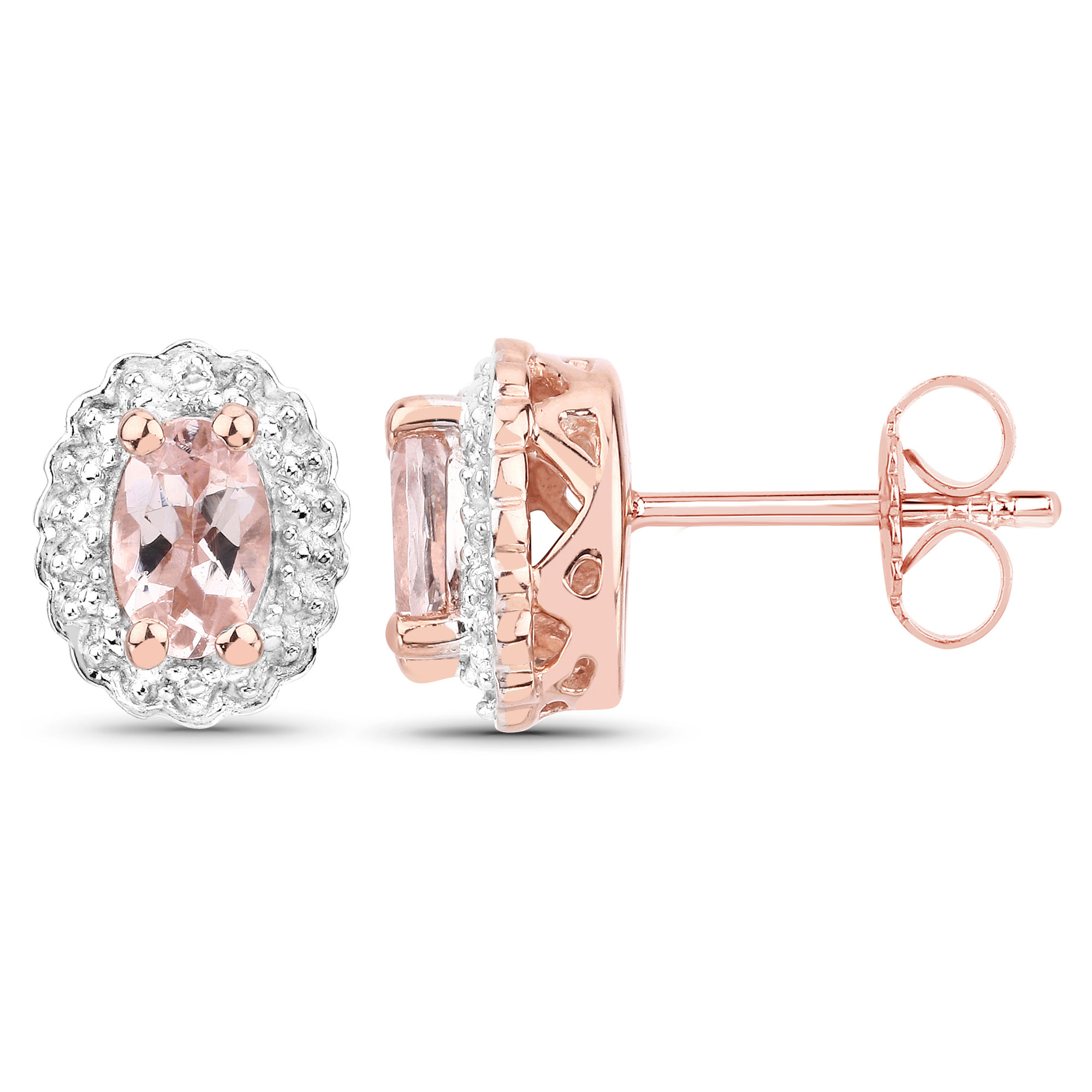 0.74 Carat Genuine Morganite and White Topaz .925 Sterling Silver Earrings