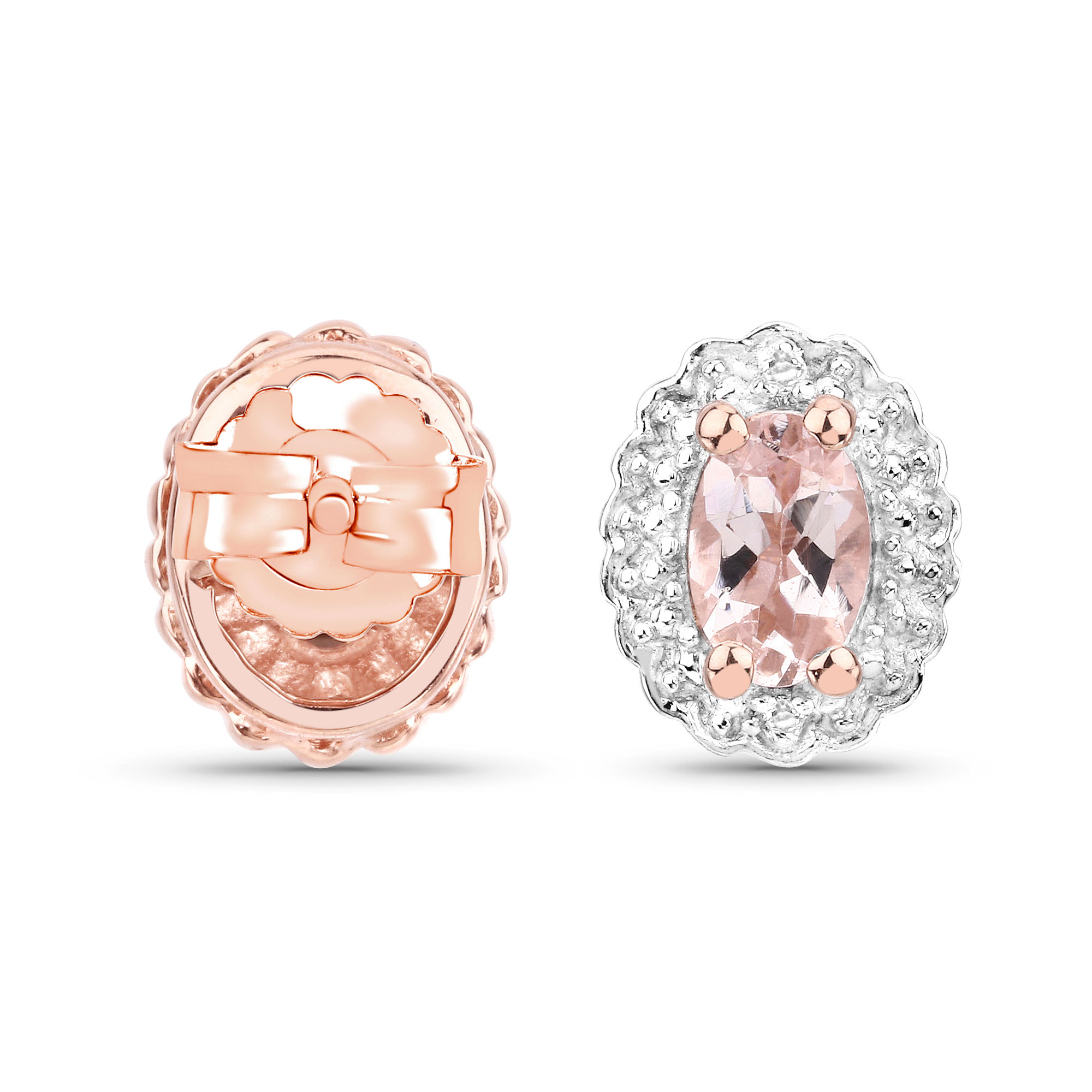 0.74 Carat Genuine Morganite and White Topaz .925 Sterling Silver Earrings