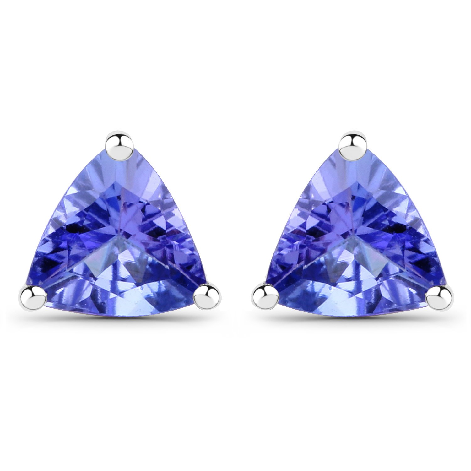 0.80 Carat Genuine Tanzanite 14K White Gold Earrings