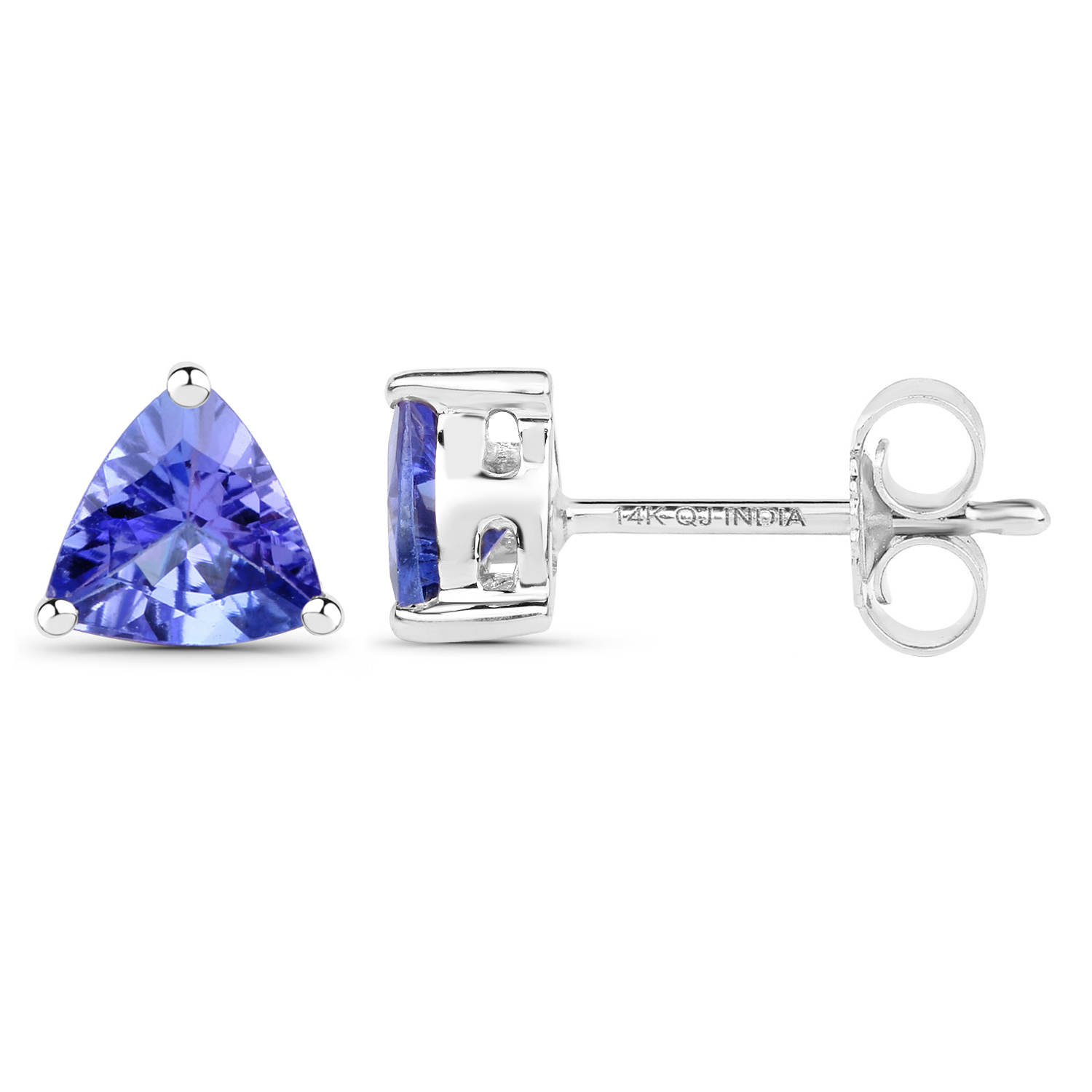 0.80 Carat Genuine Tanzanite 14K White Gold Earrings