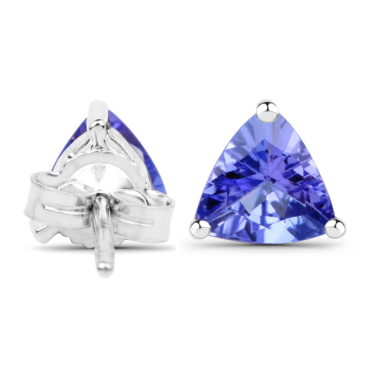 0.80 Carat Genuine Tanzanite 14K White Gold Earrings