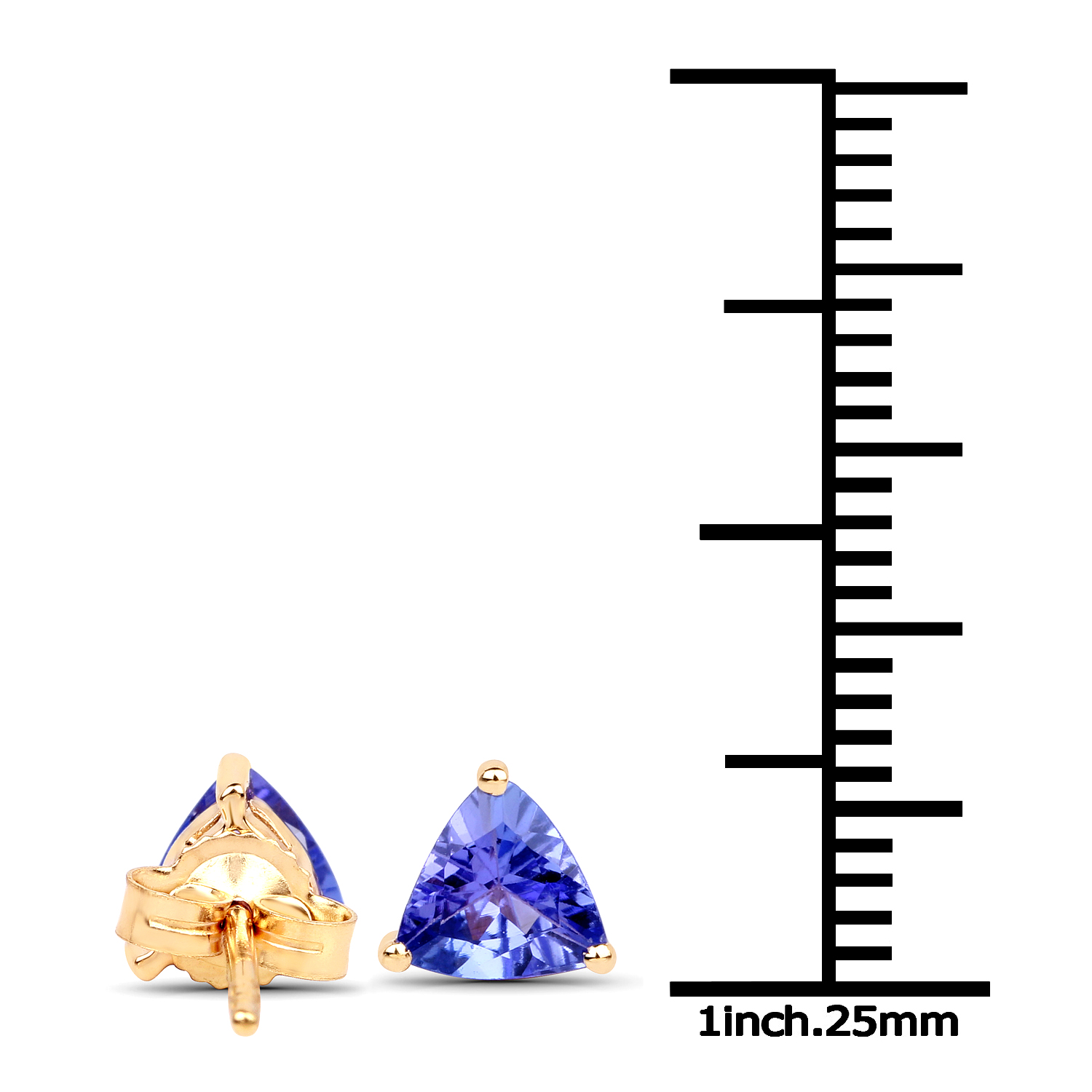 0.86 Carat Genuine Tanzanite 14K Yellow Gold Earrings