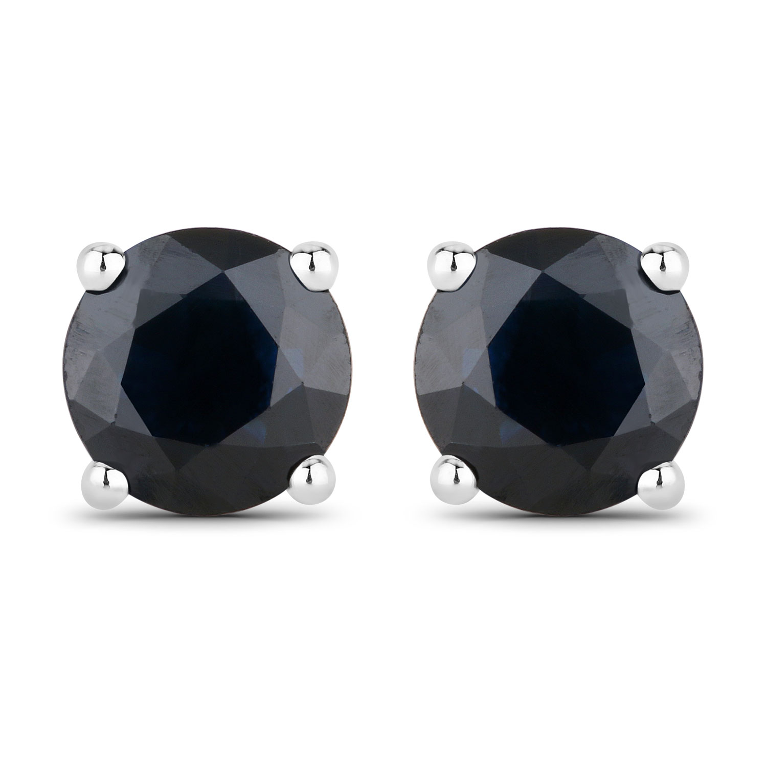 1.70 Carat Genuine Blue Sapphire 10K White Gold Earrings