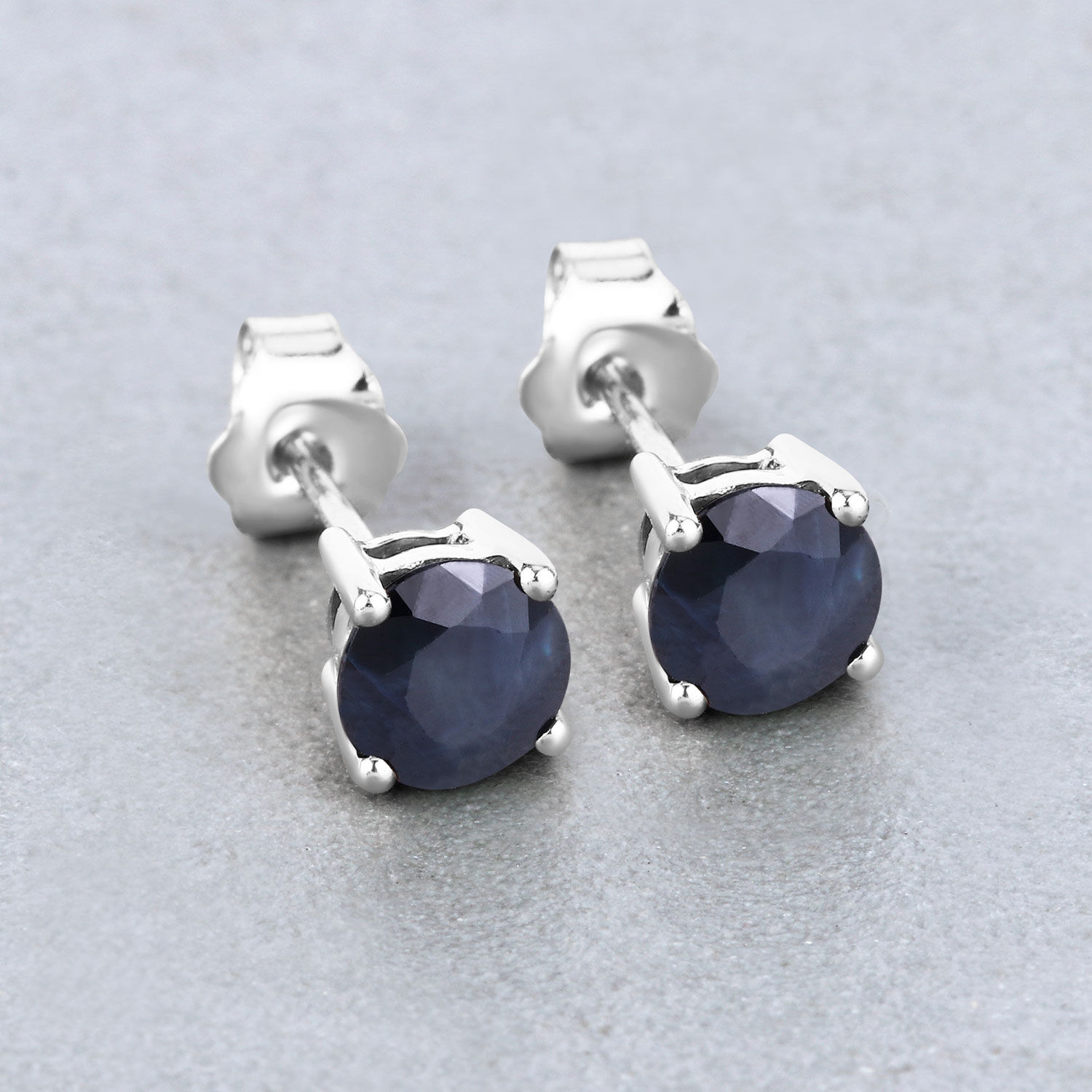 1.70 Carat Genuine Blue Sapphire 10K White Gold Earrings