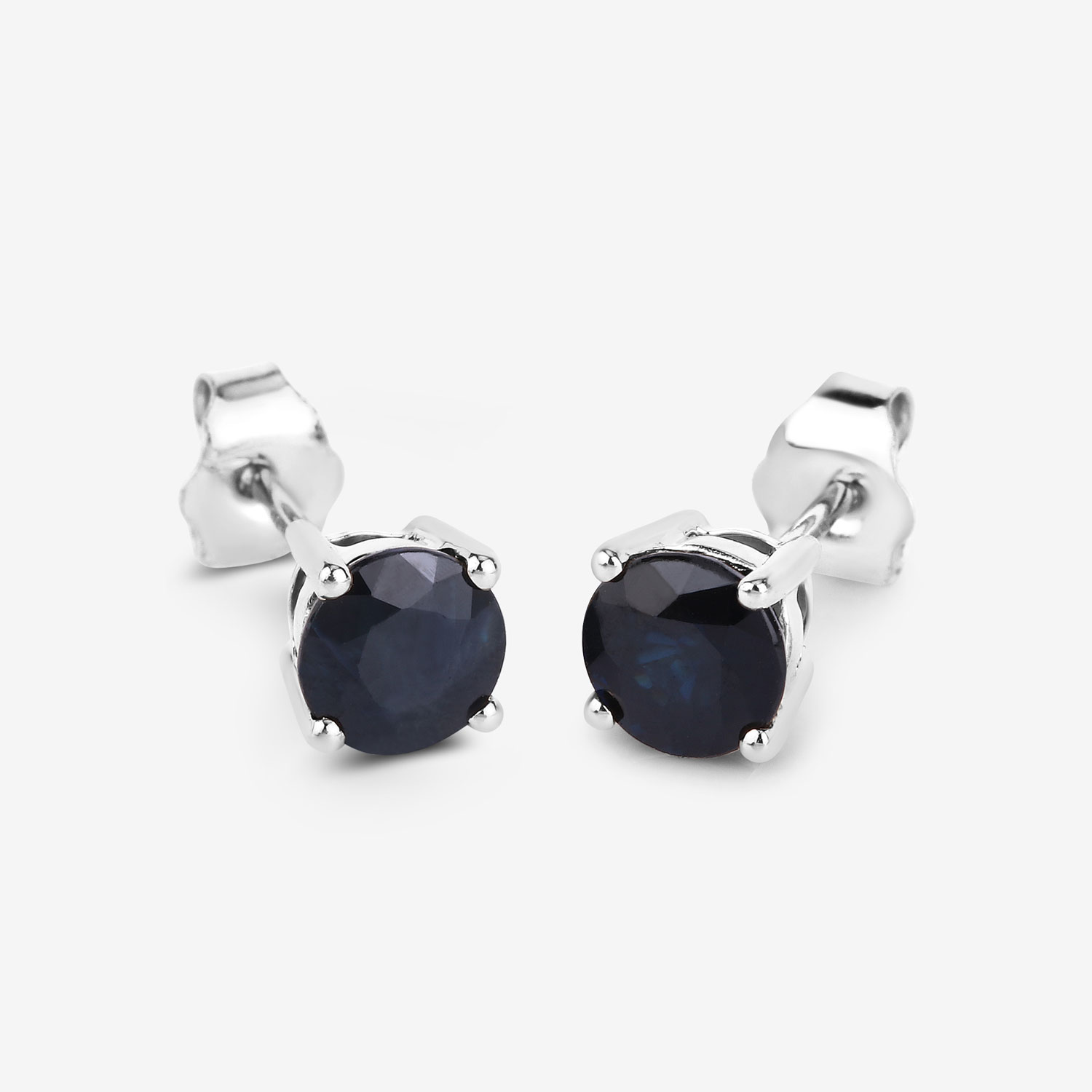 1.70 Carat Genuine Blue Sapphire 10K White Gold Earrings