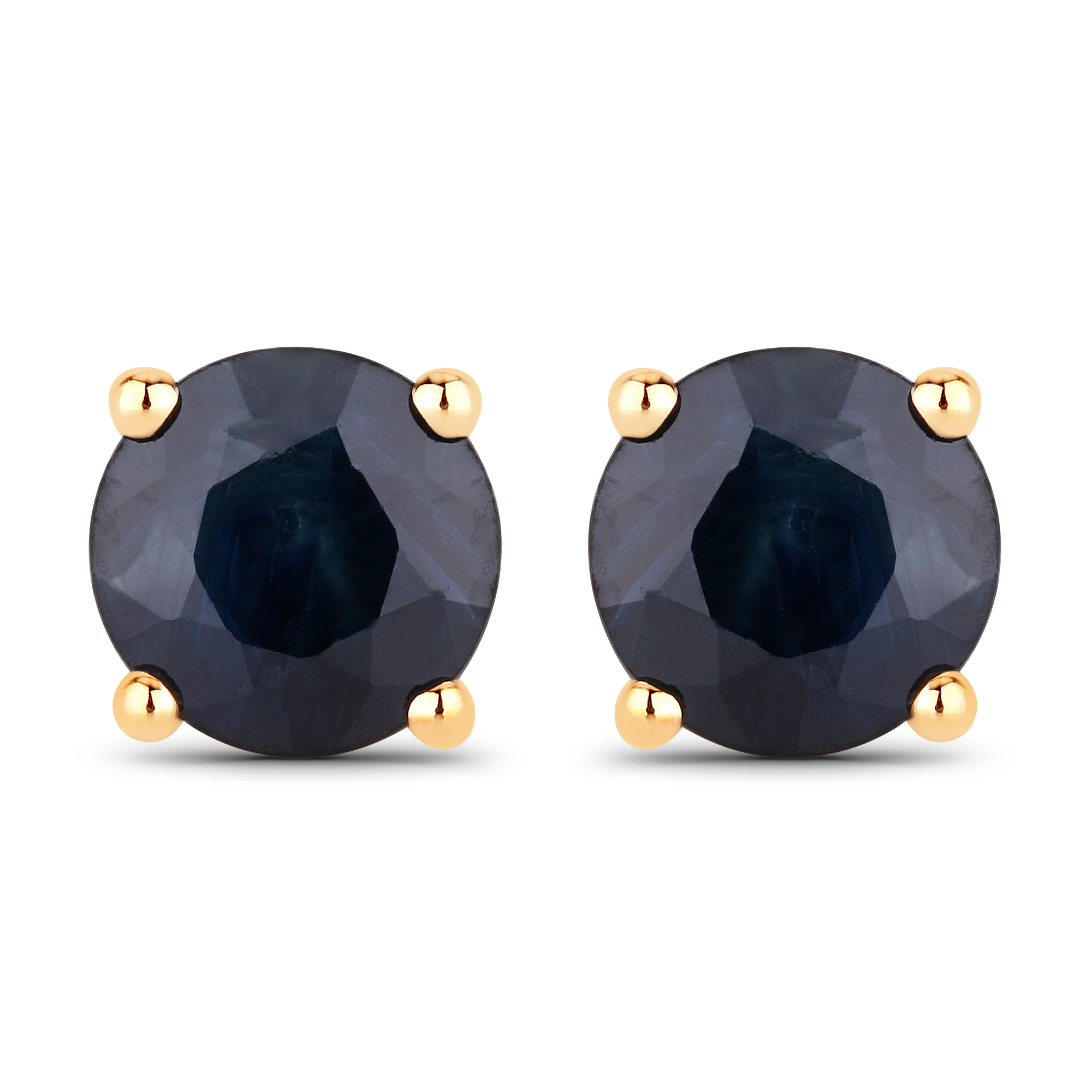 1.70 Carat Genuine Blue Sapphire 10K Yellow Gold Earrings
