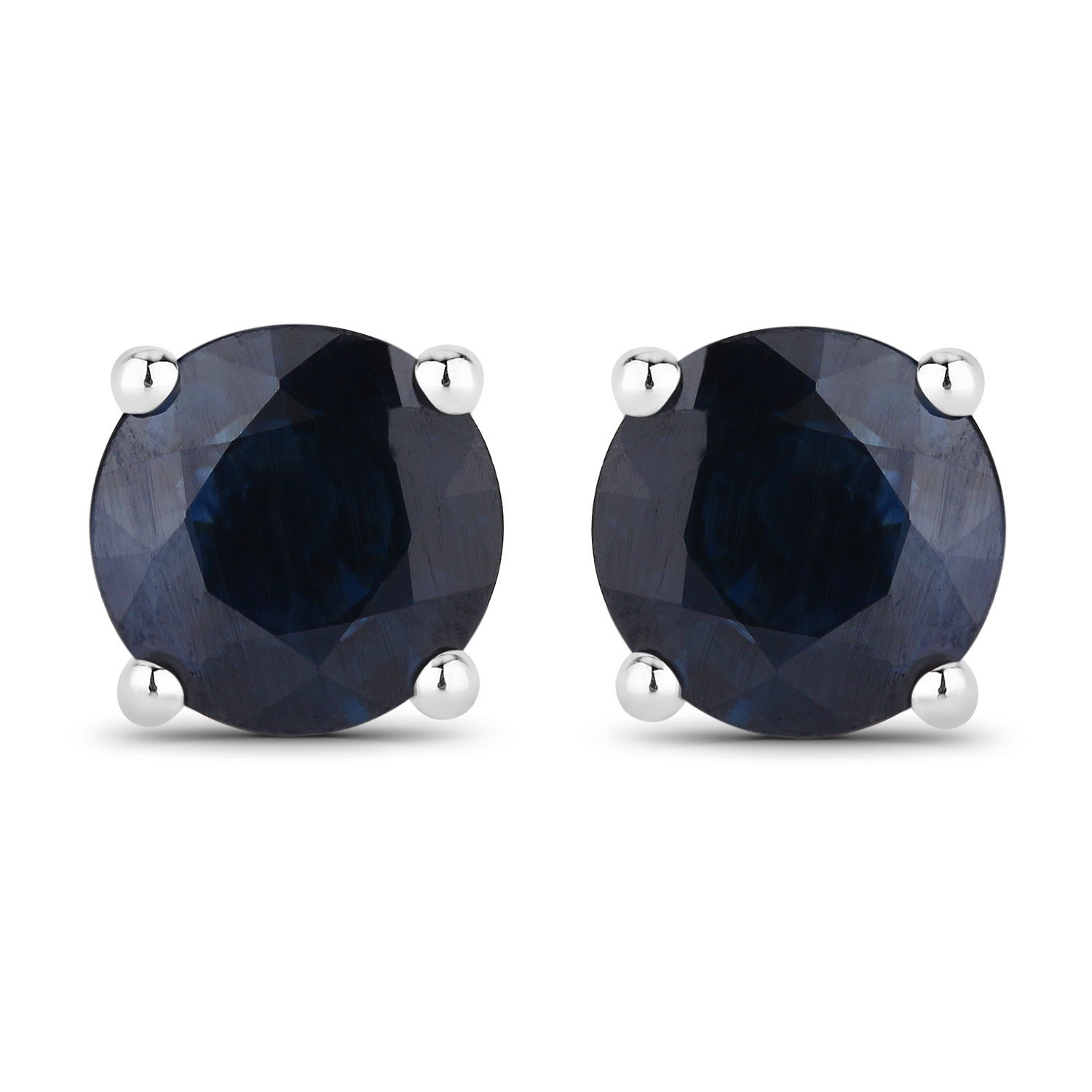1.70 Carat Genuine Blue Sapphire 14K White Gold Earrings