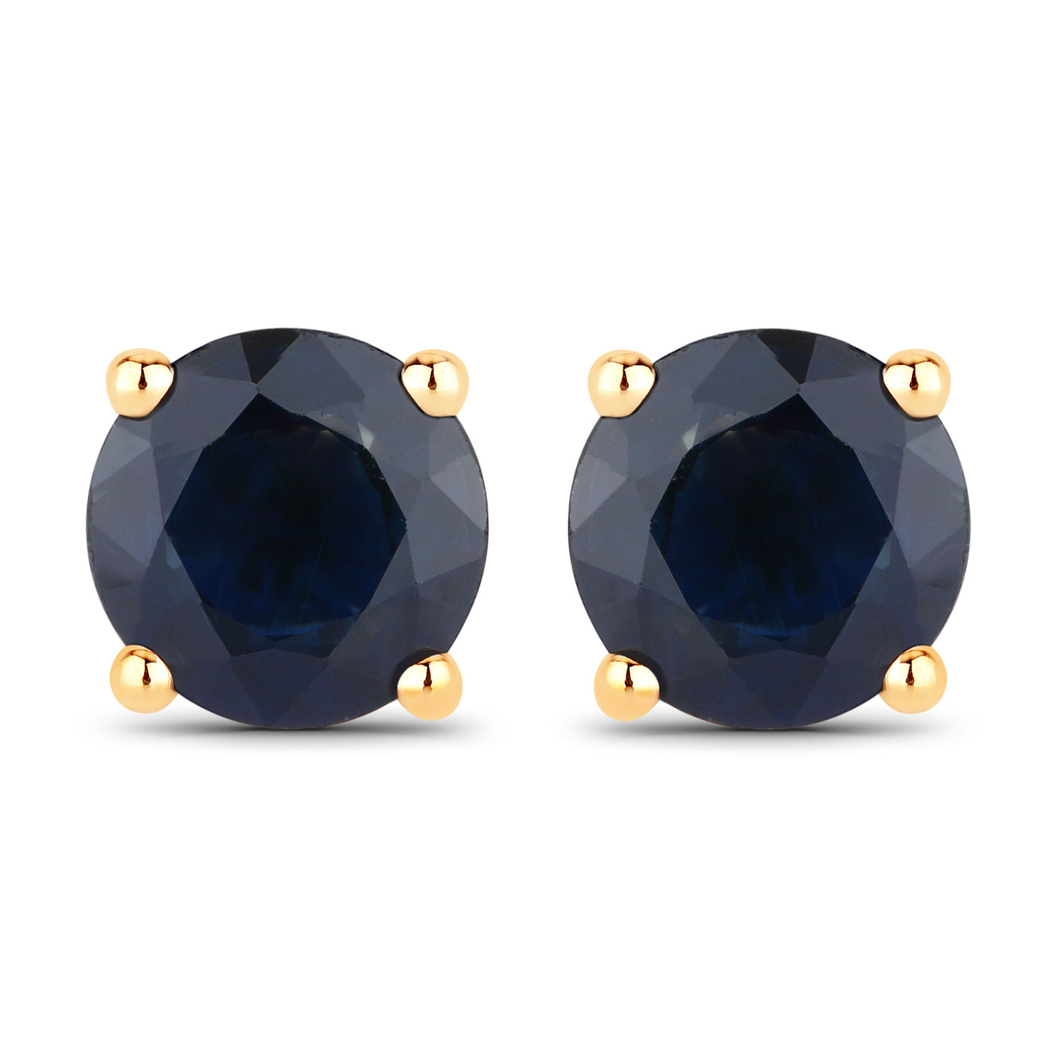 1.70 Carat Genuine Blue Sapphire 14K Yellow Gold Earrings